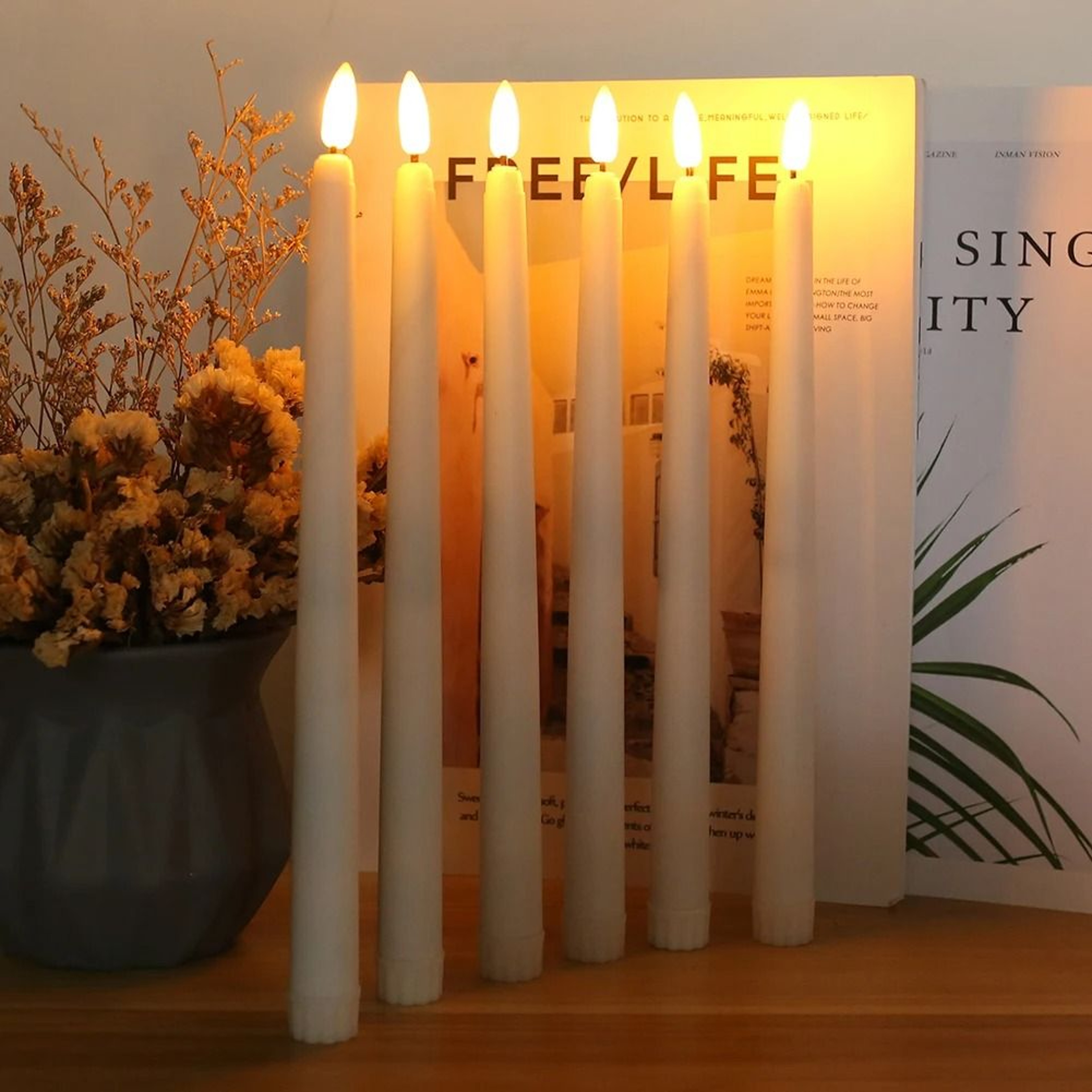 Flameless Taper Candles With Remote Control Flickering LED Candlesticks For Christmas Weddings And  4
