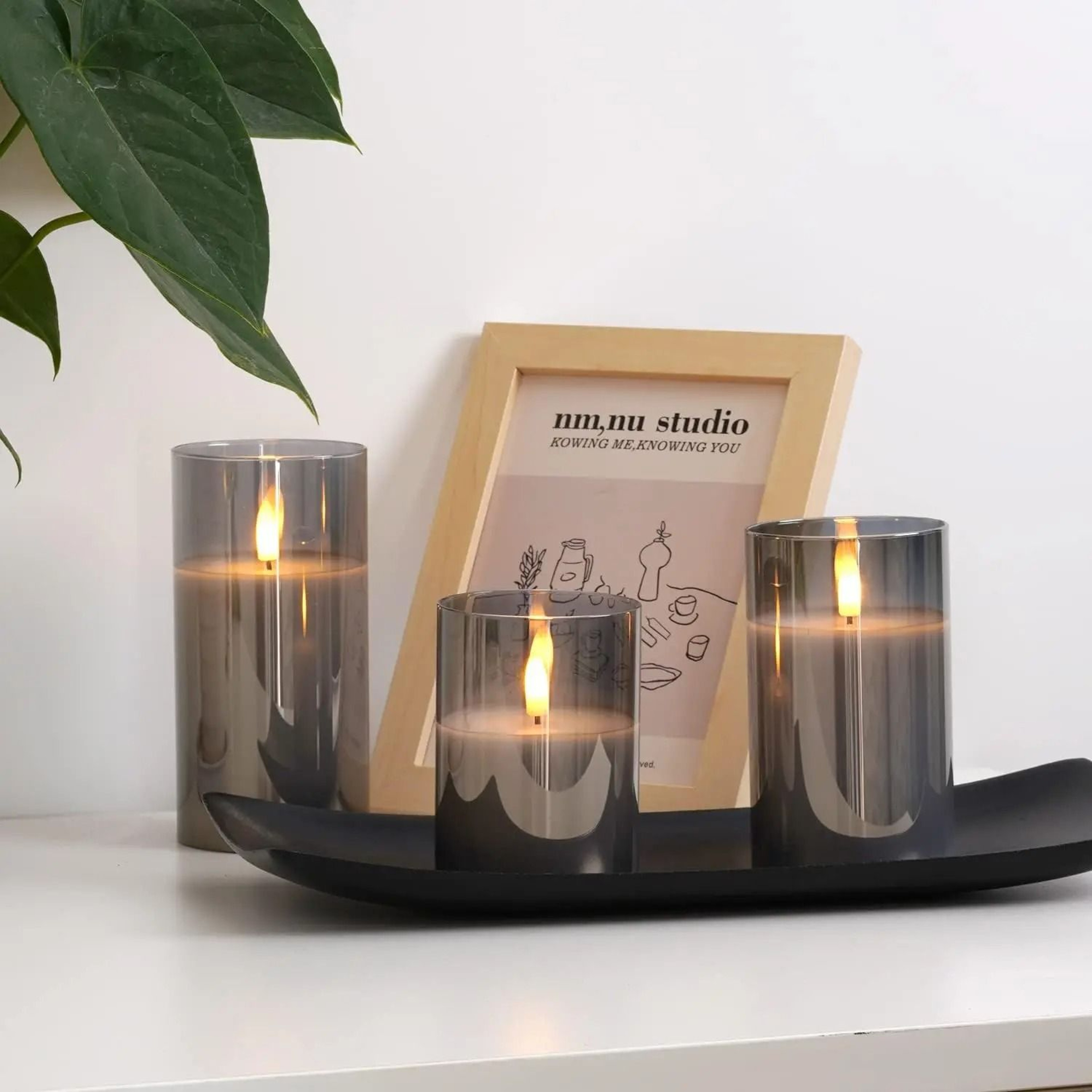 3Pcs Set Remote Controlled LED Flameless Moving Wick Candles Plastic Pillar Lights For Home And Par 5