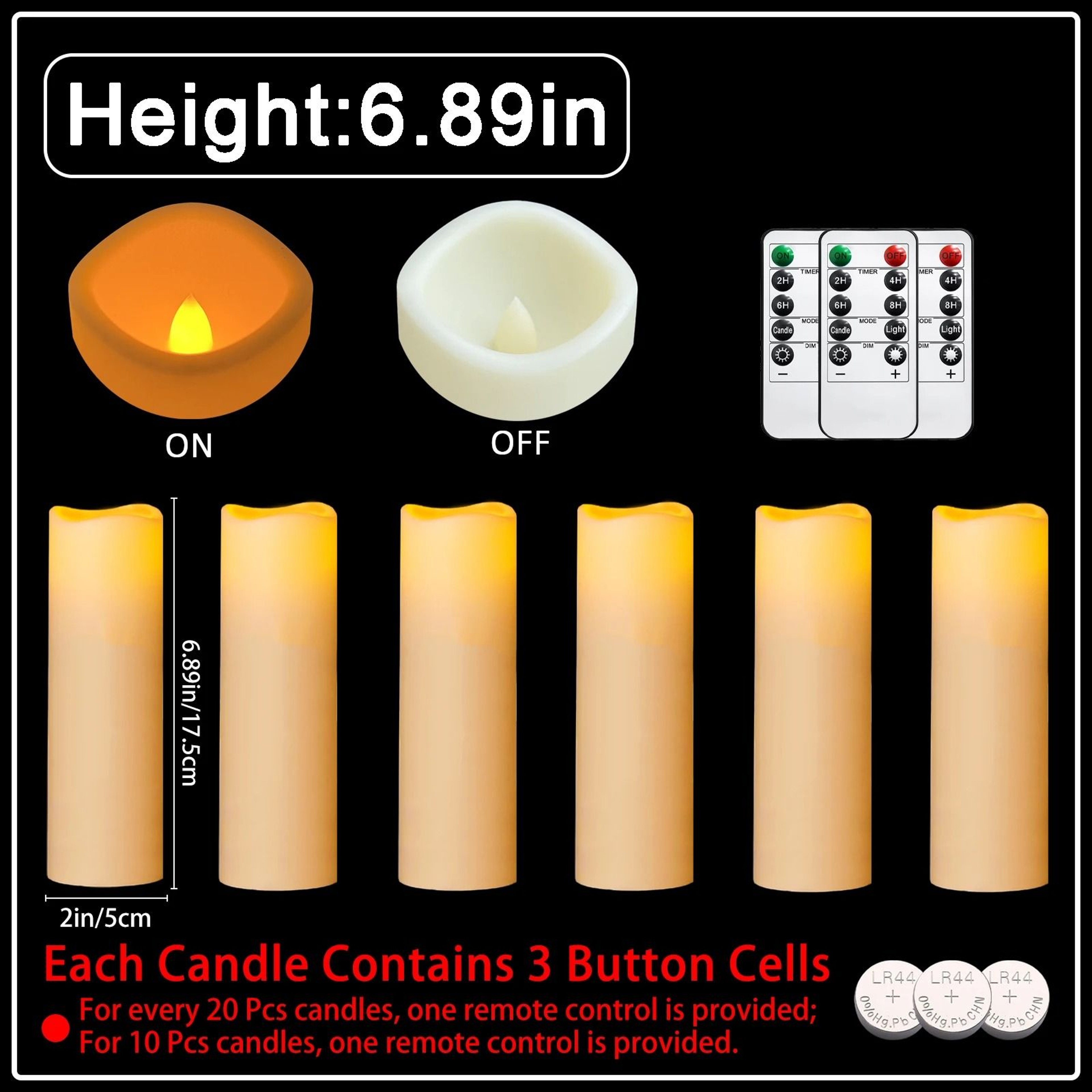 10 To 60 Pcs 3 To 7 Inch LED Flameless Pillar Candles Flickering Candlelight Set For Weddings Conce 10