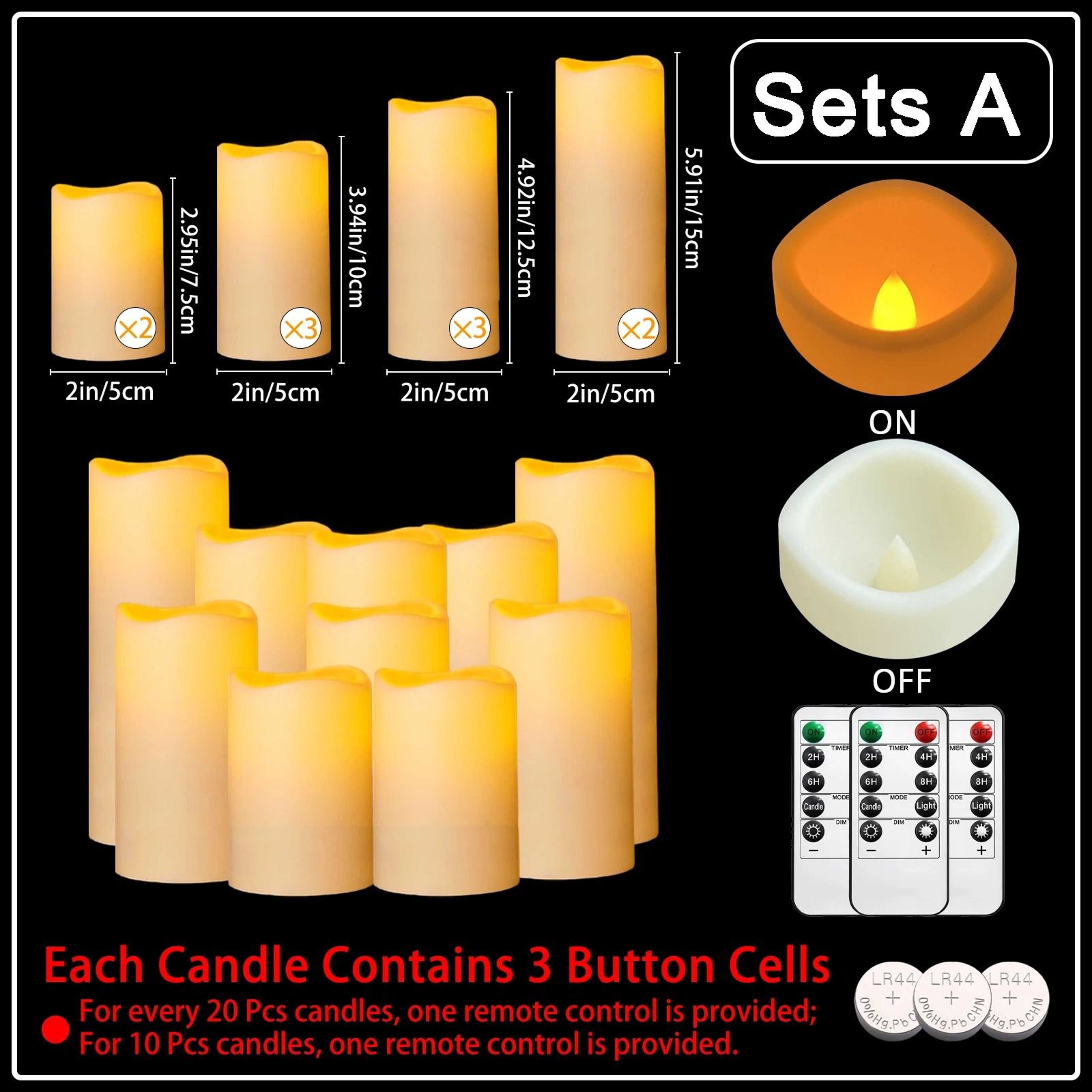 10 To 60 Pcs 3 To 7 Inch LED Flameless Pillar Candles Flickering Candlelight Set For Weddings Conce 15