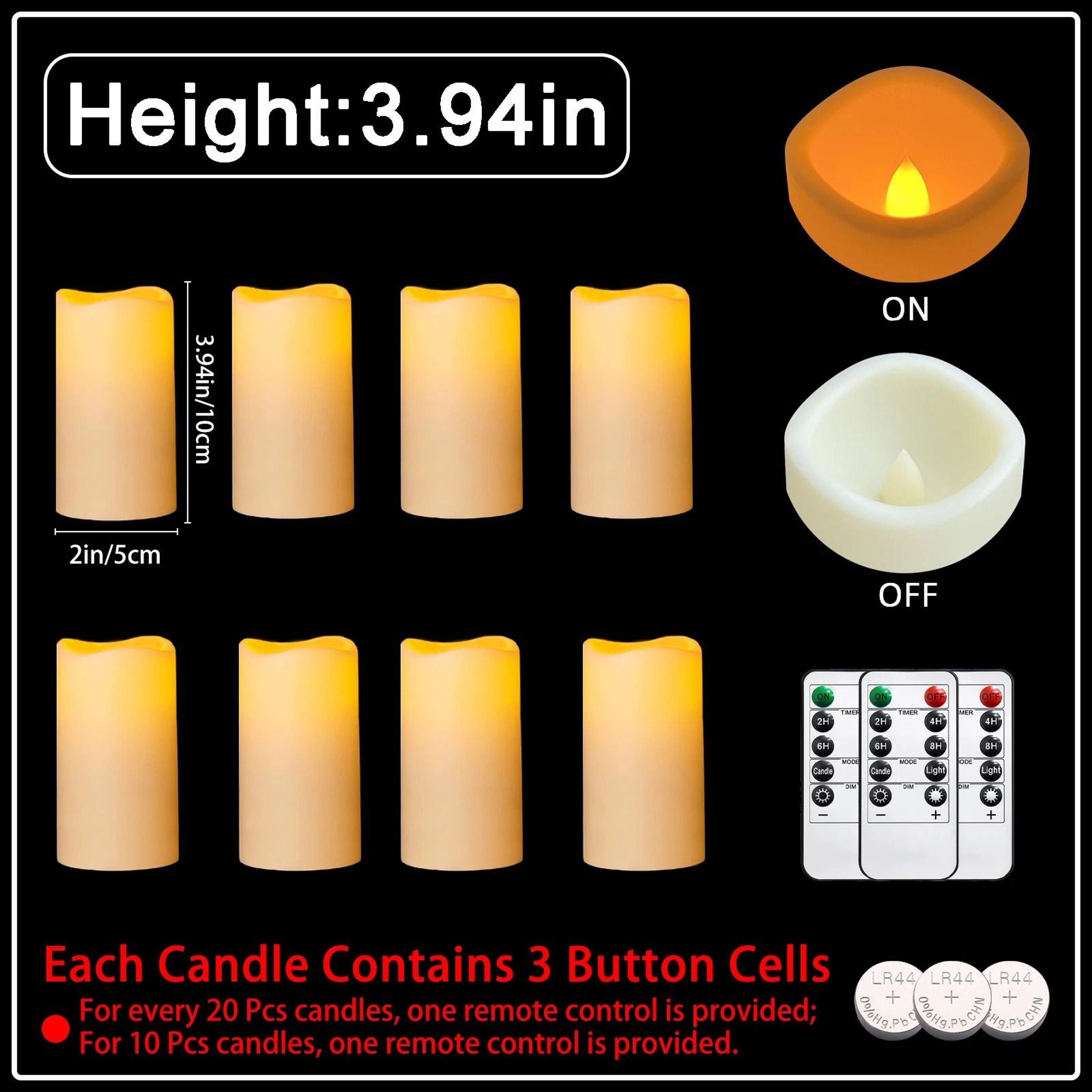 10 To 60 Pcs 3 To 7 Inch LED Flameless Pillar Candles Flickering Candlelight Set For Weddings Conce 7