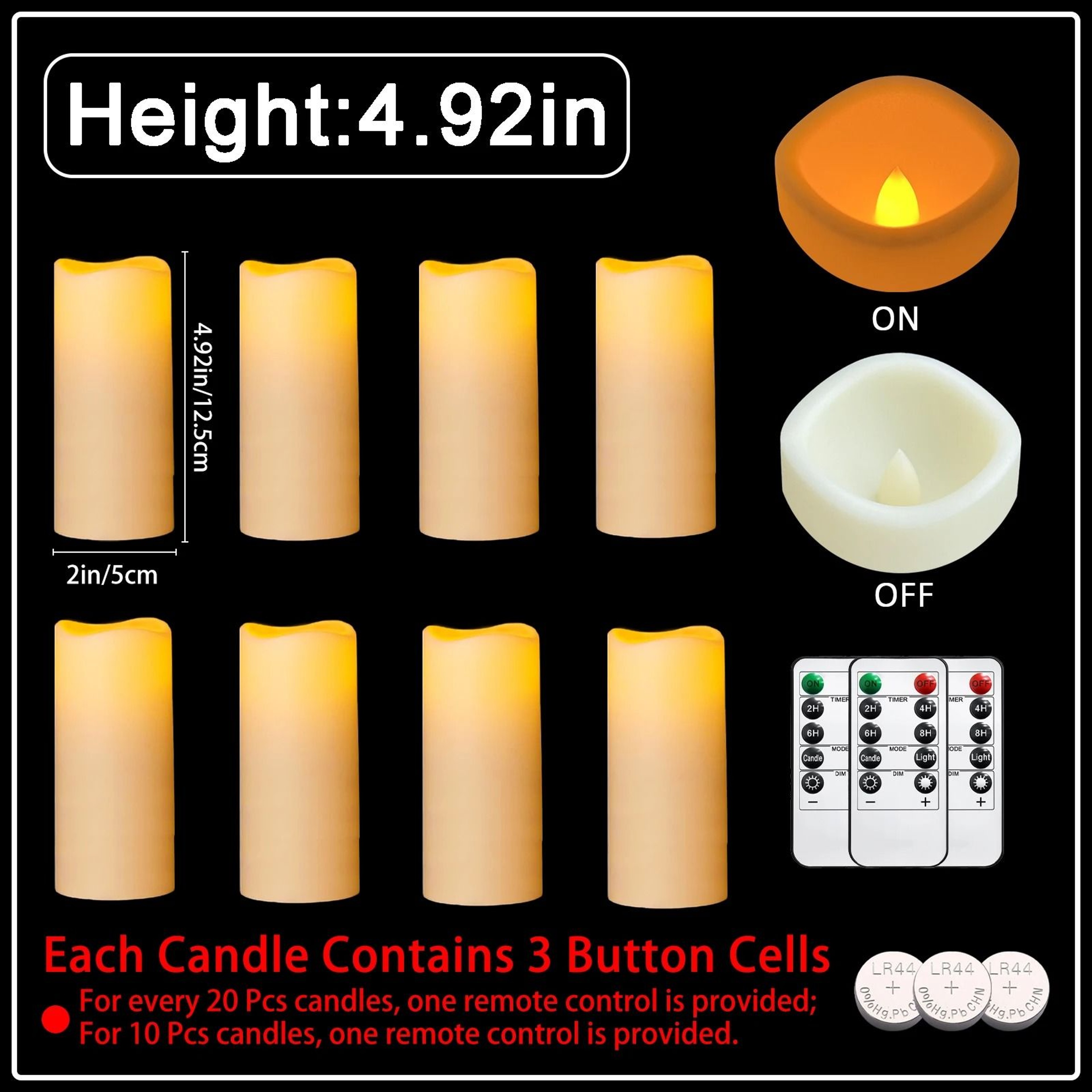 10 To 60 Pcs 3 To 7 Inch LED Flameless Pillar Candles Flickering Candlelight Set For Weddings Conce 8