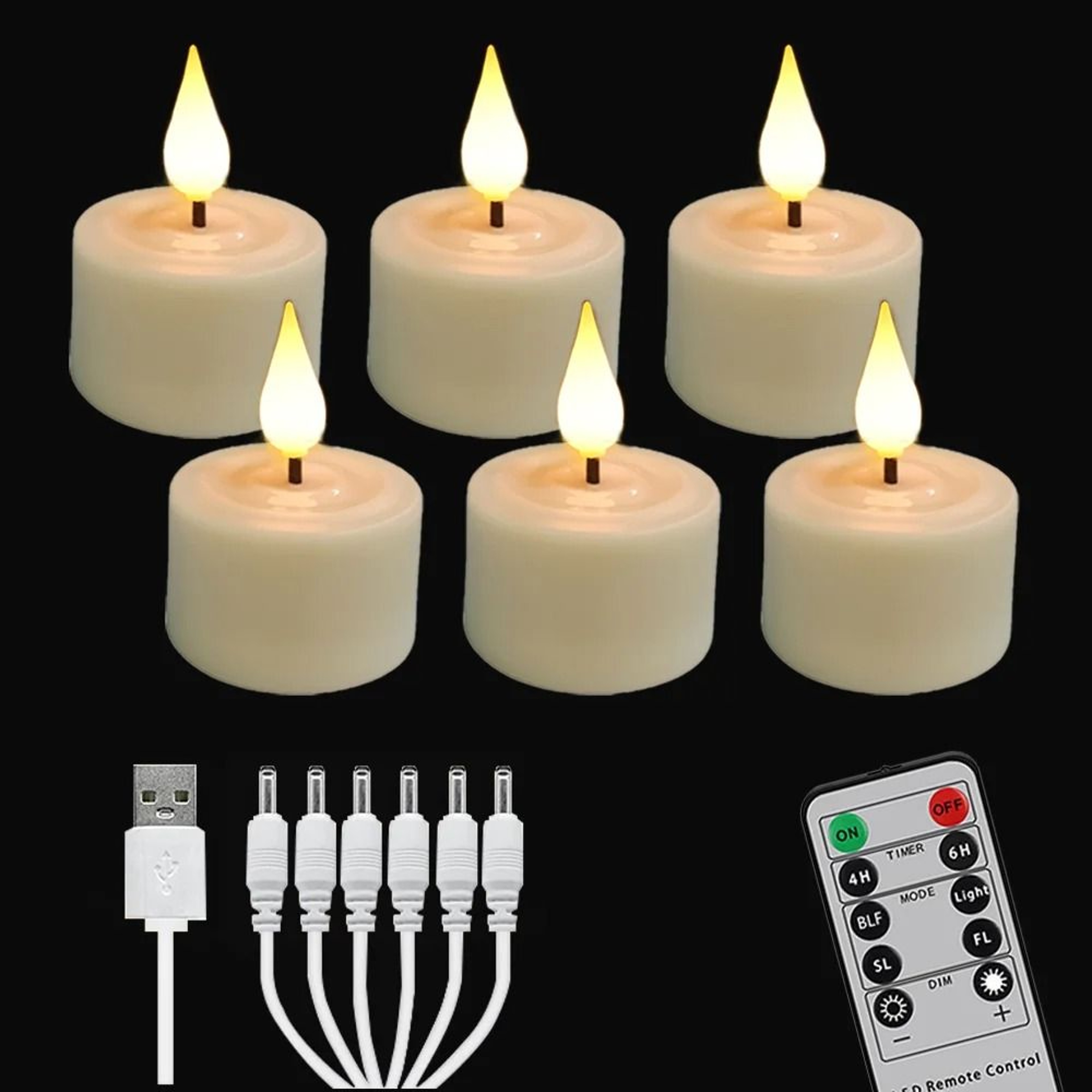 Rechargeable LED Flameless Candle Set With Timer Remote And Black Votive Cups For Indoor Home Decor 6