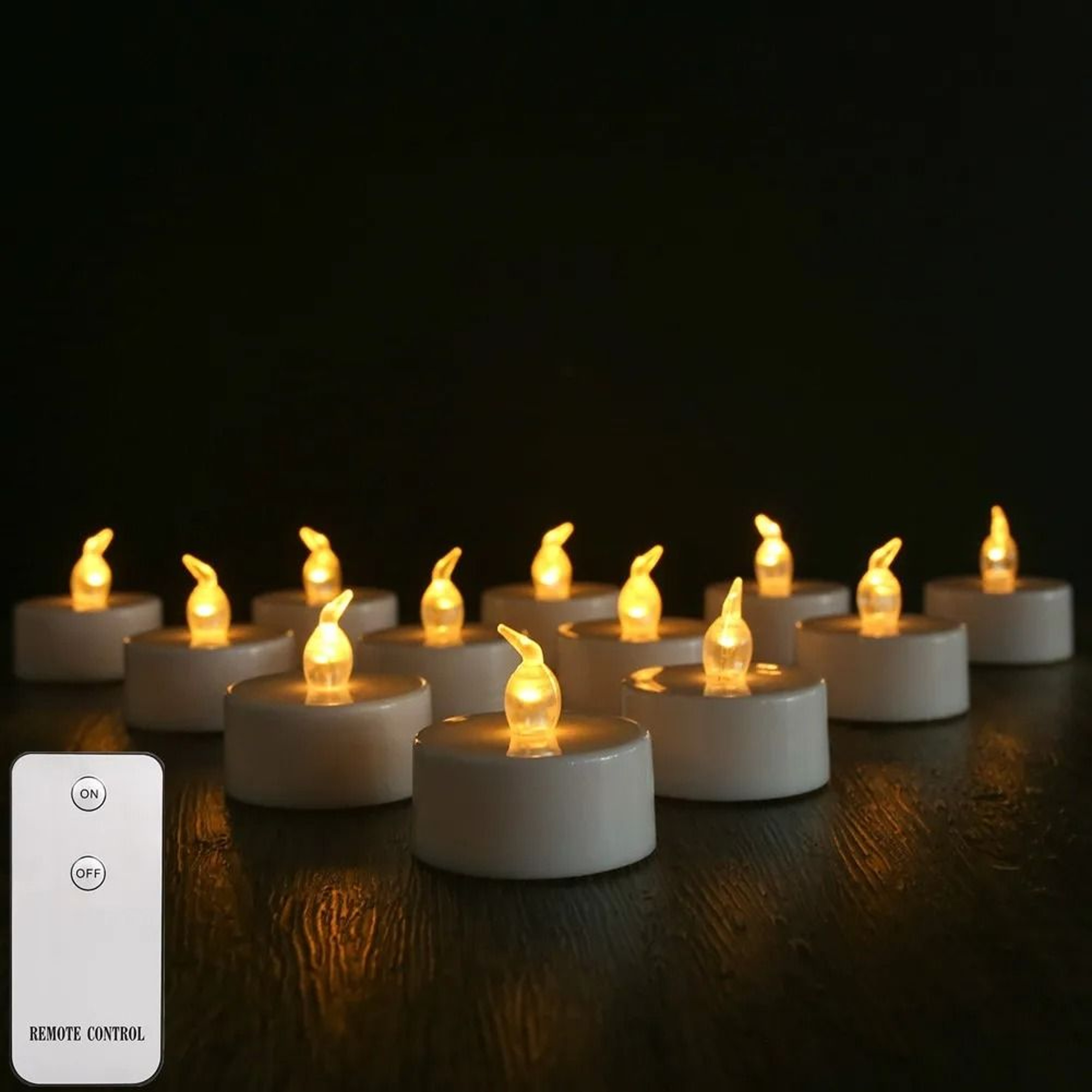 Battery Operated LED Tea Light Candles With Remote Control Flameless Flickering Lights For Wedding  7
