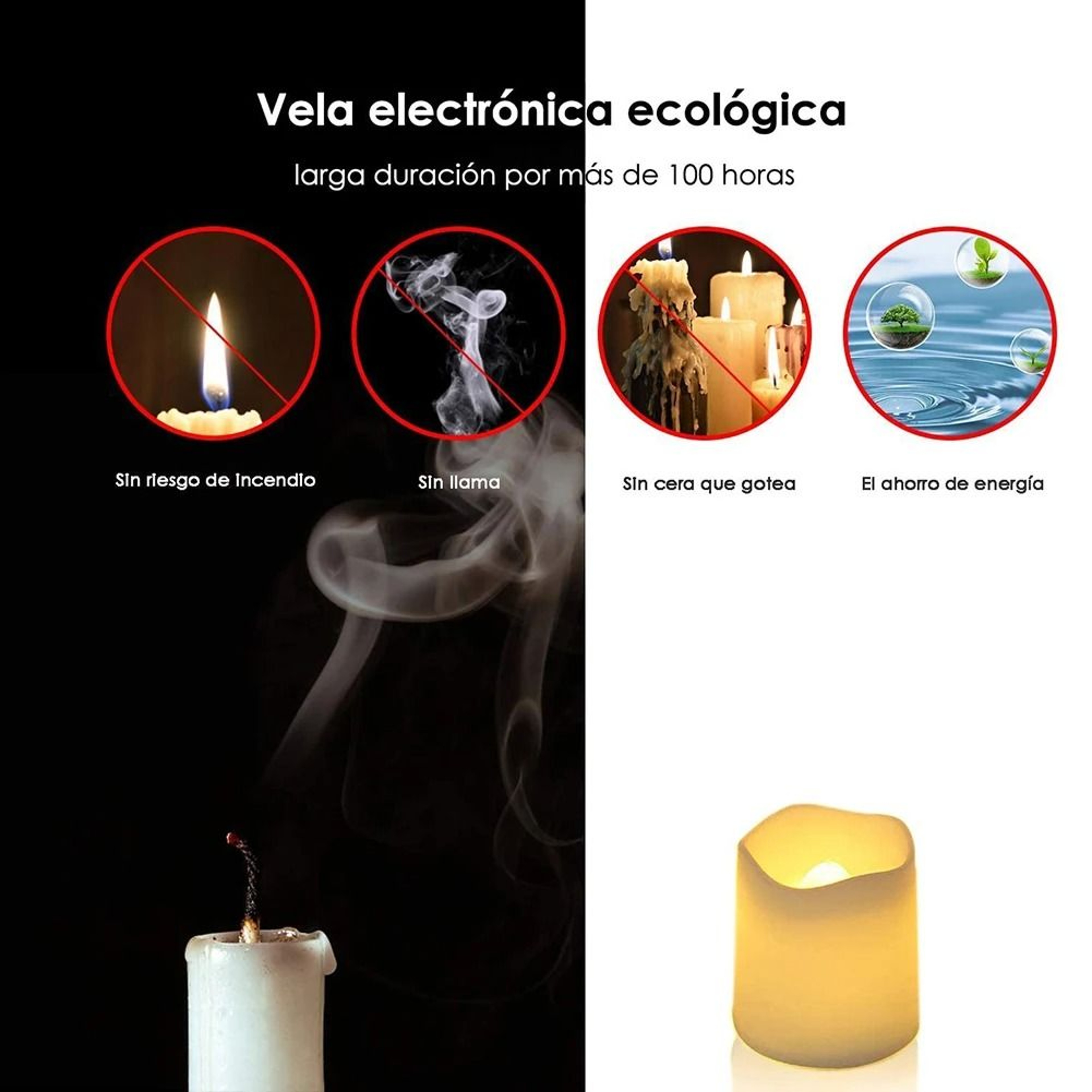 24 Pcs Set Flameless LED Creative Wishing Tea Light Candles Warm White Flickering Lights For Hallow 4