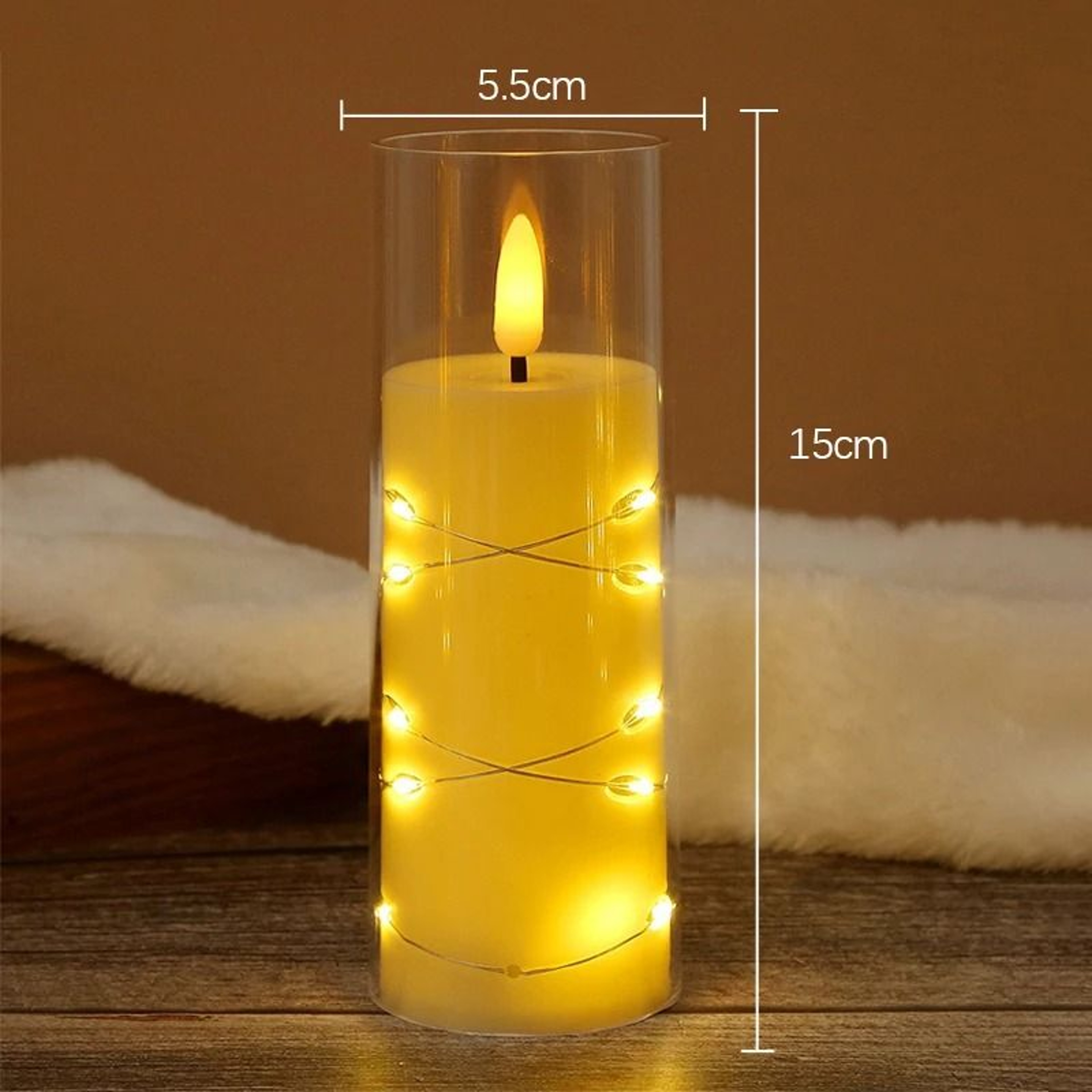 Flameless LED Candle With Star String Light Fairy Lights Battery Flickering Lamp For Wedding Campin 6