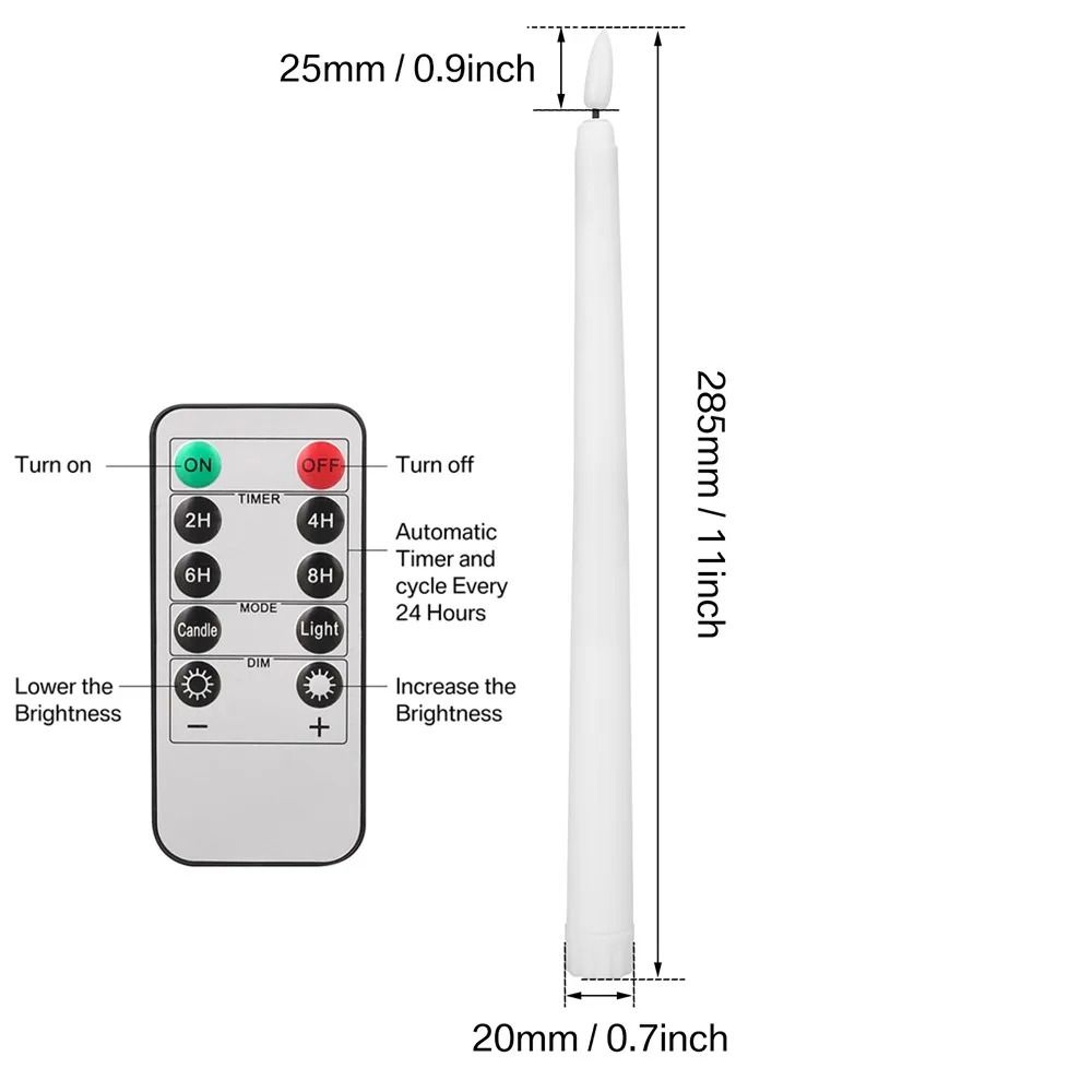 Flameless LED Taper Candles With Remote Control Battery Operated Flickering Wick Lights For Holiday 4