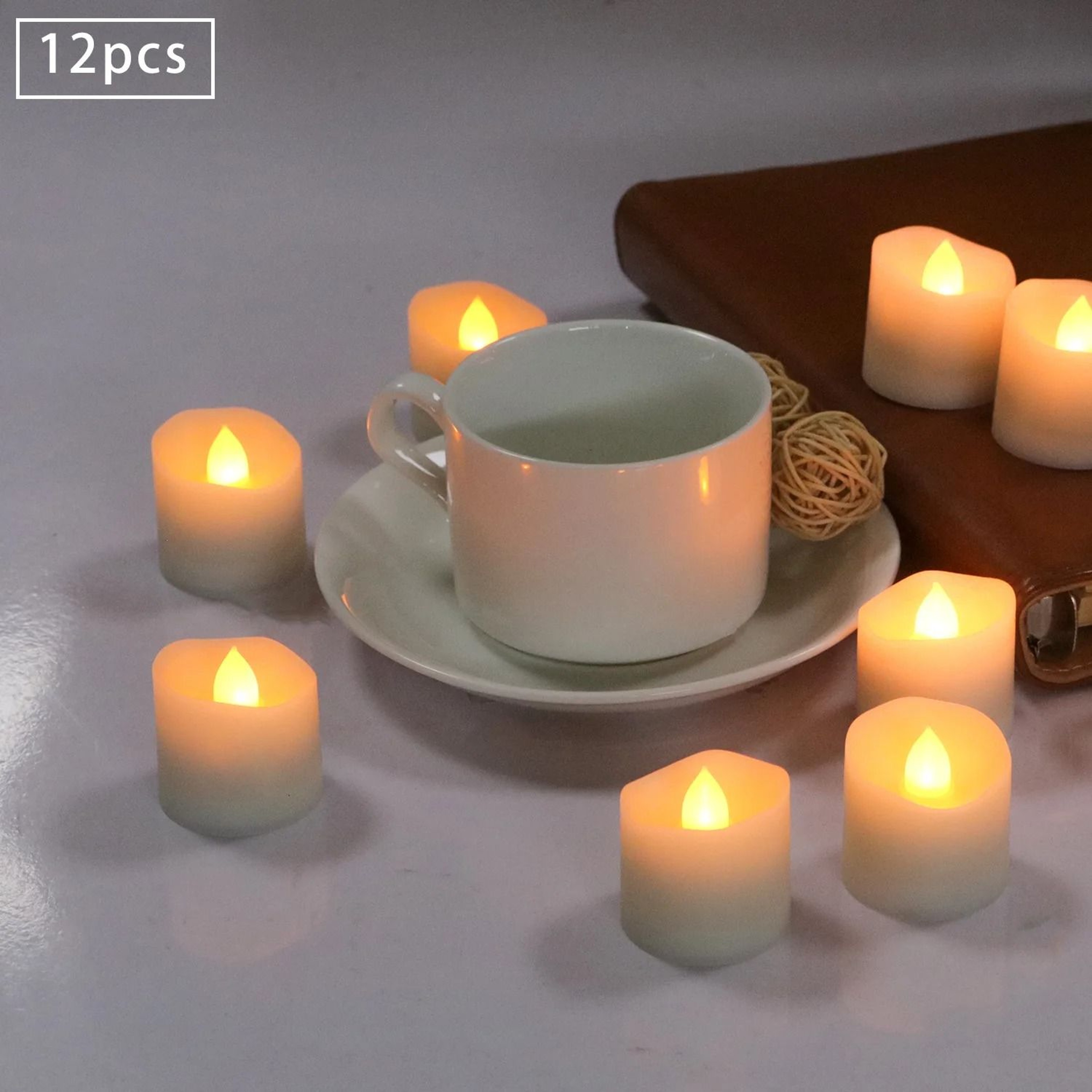 24 Pcs Flameless LED Creative Wishing Tea Light Candles Warm White Flickering Lights 3