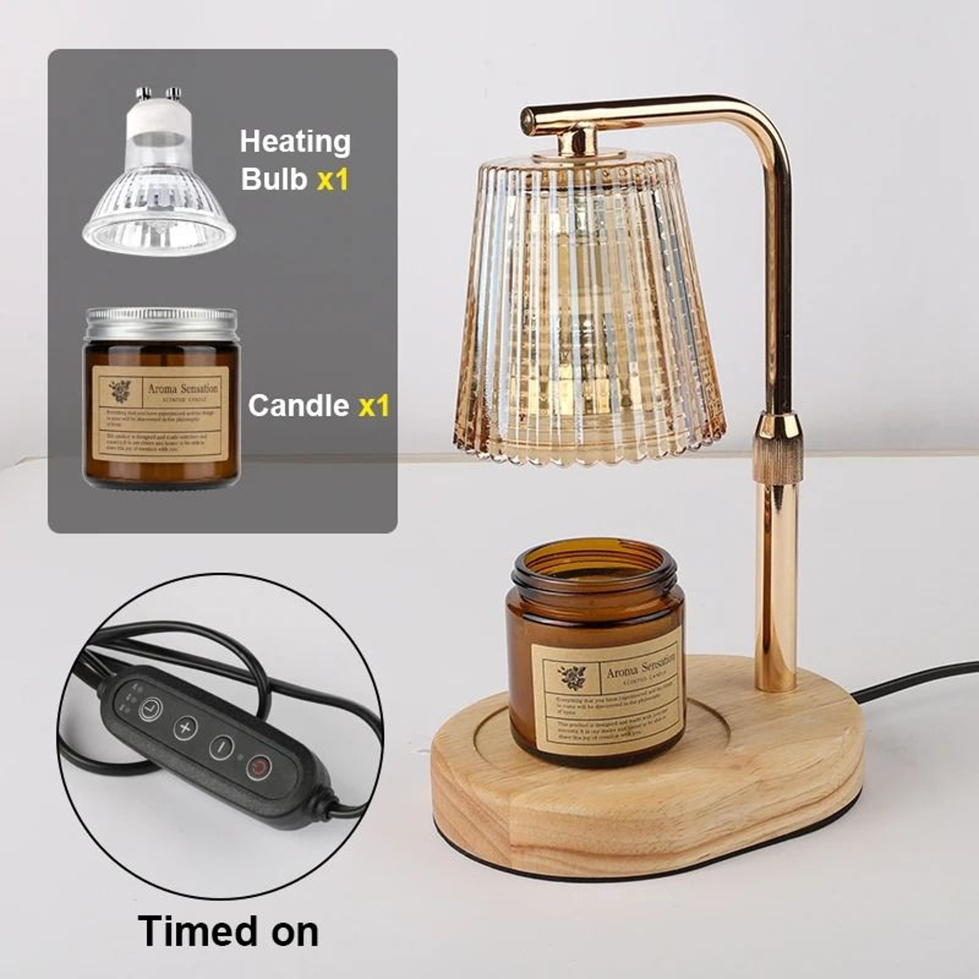 50W Glass Candle Warmer Lamp With Timer  Dimmable Control Cozy Electric Melting Light For Bedroom D 9