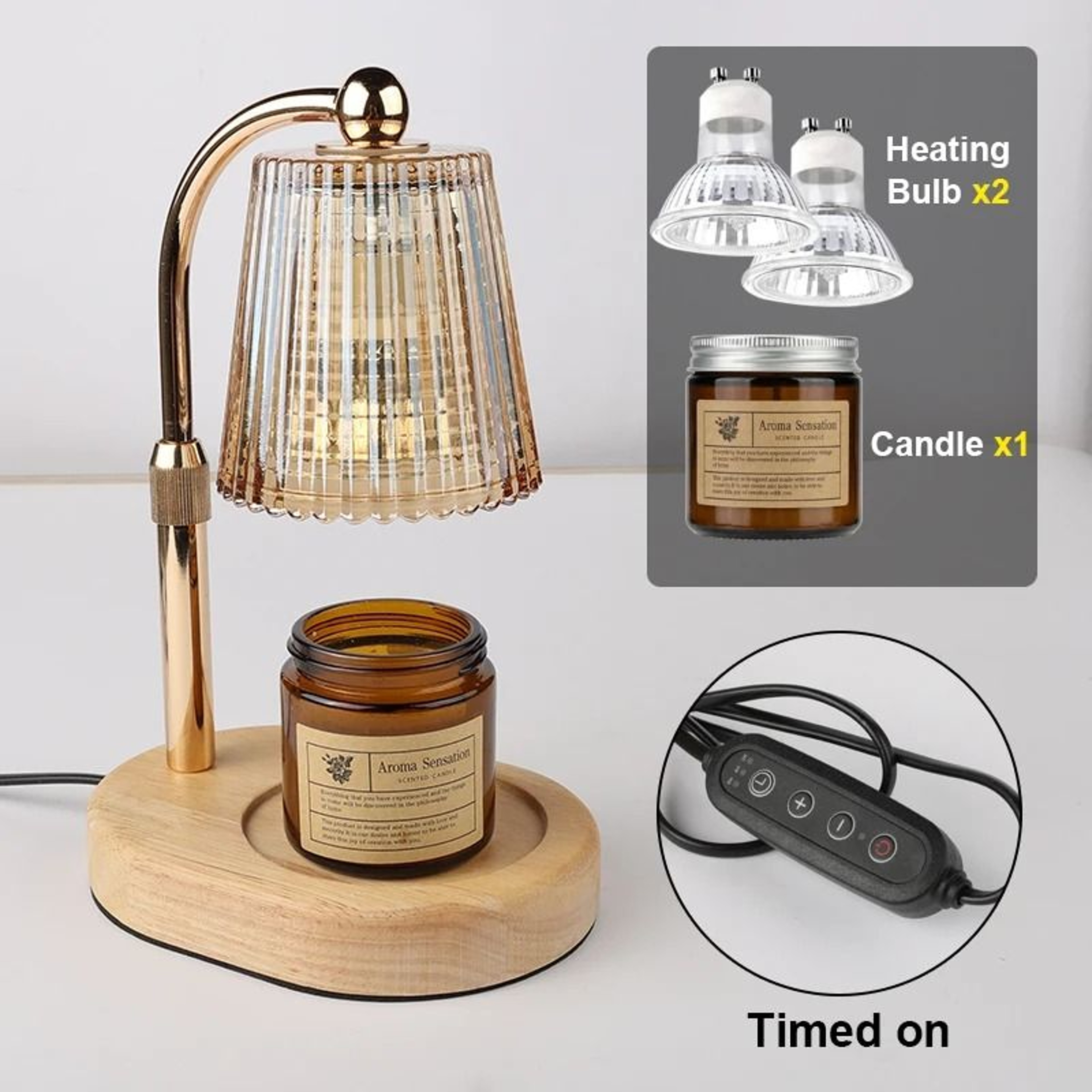 50W Glass Candle Warmer Lamp With Timer  Dimmable Control Cozy Electric Melting Light For Bedroom D 13