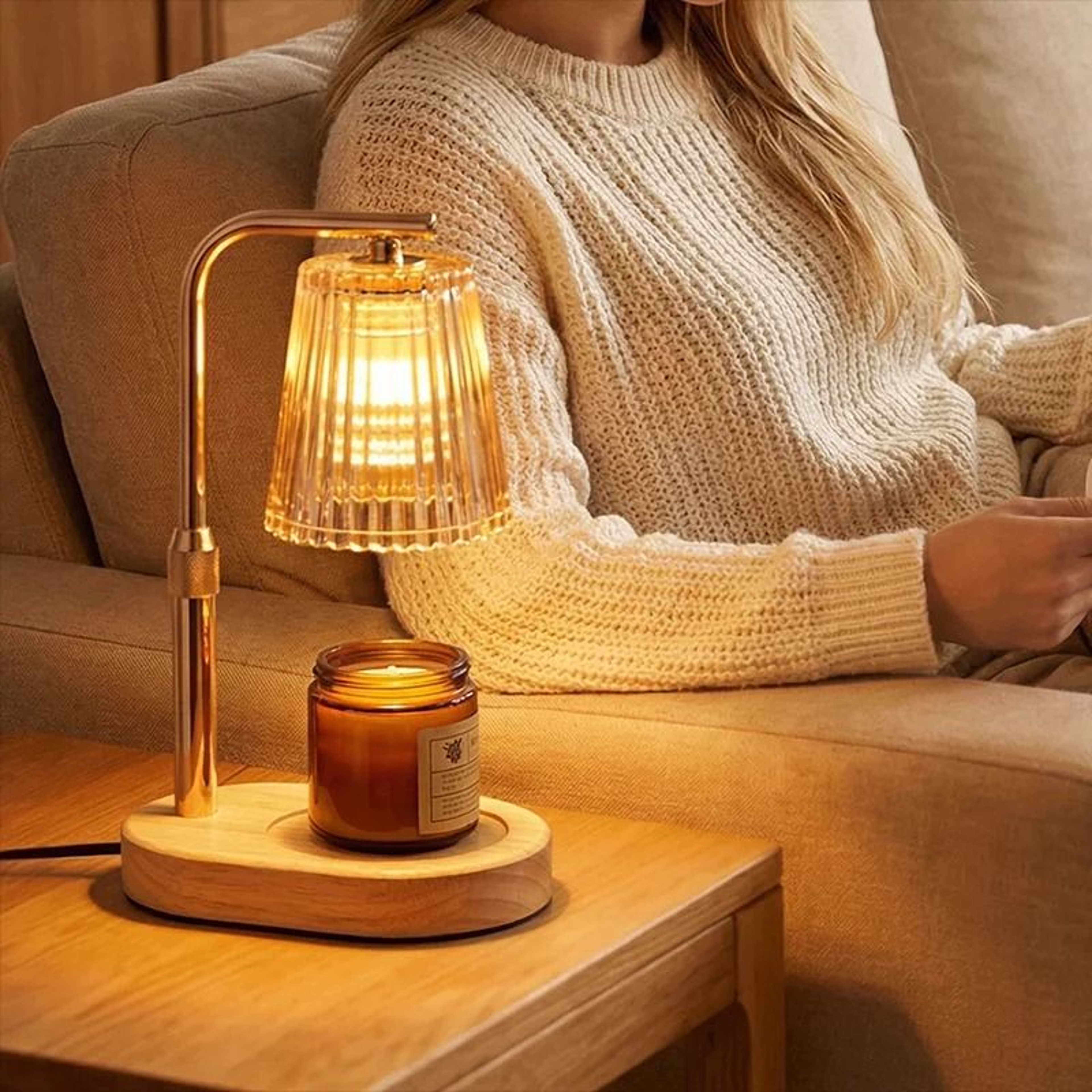 50W Glass Candle Warmer Lamp With Timer  Dimmable Control Cozy Electric Melting Light For Bedroom D 1