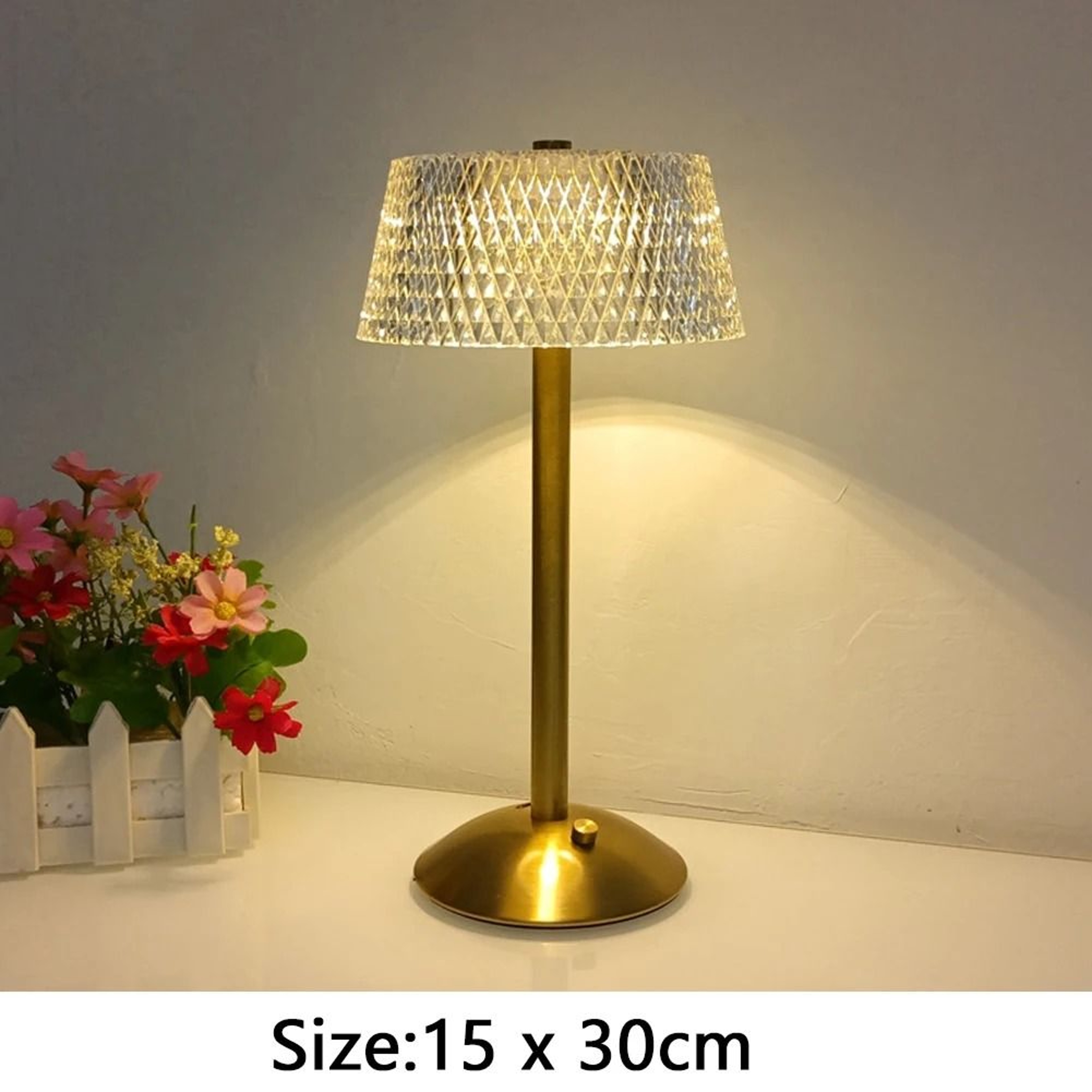 Nordic Crystal Rechargeable Golden LED Lamp Touch Dimmable Table Light 9