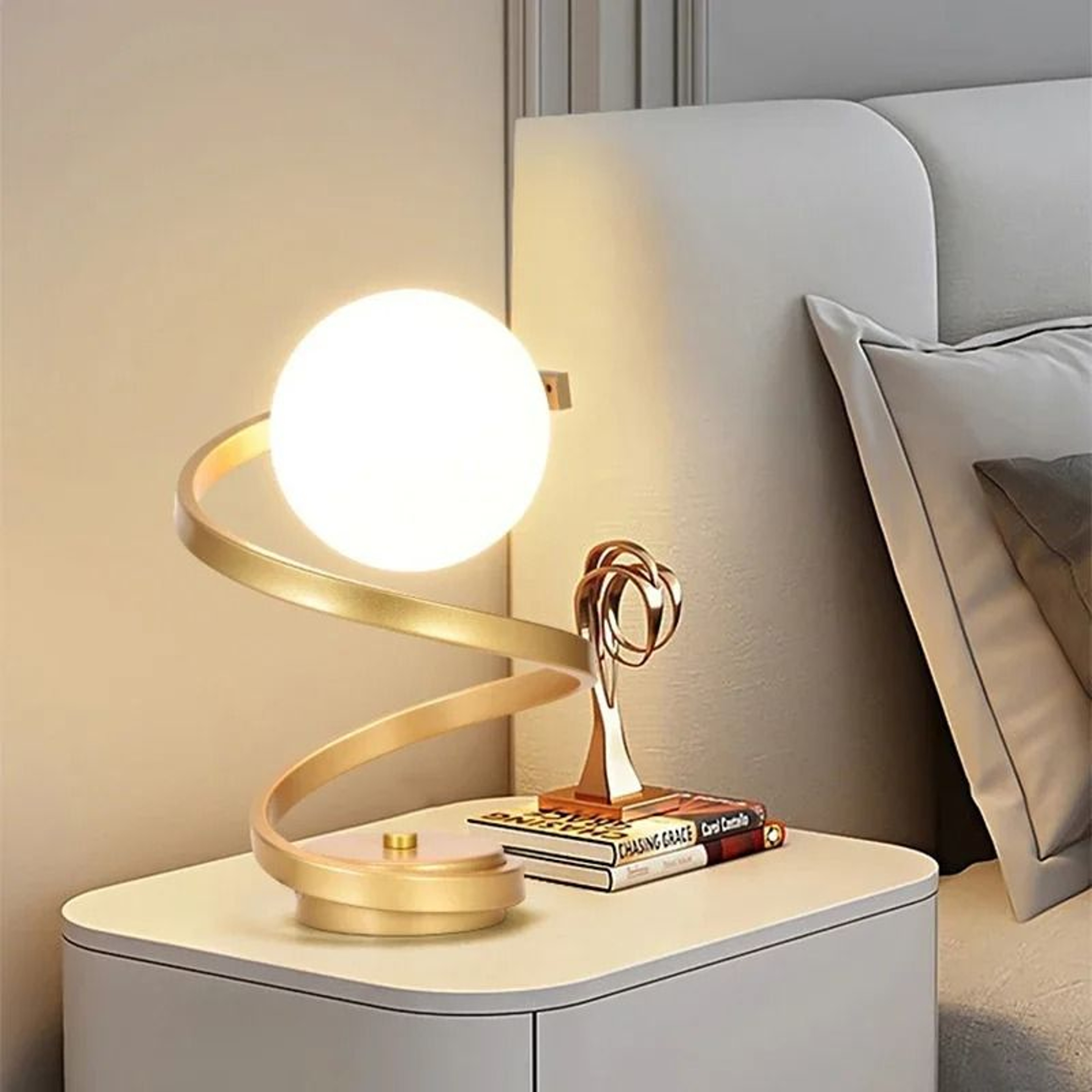Nordic Retro Glass LED Table Lamp Accent Night Light For Bedroom Living Room 1