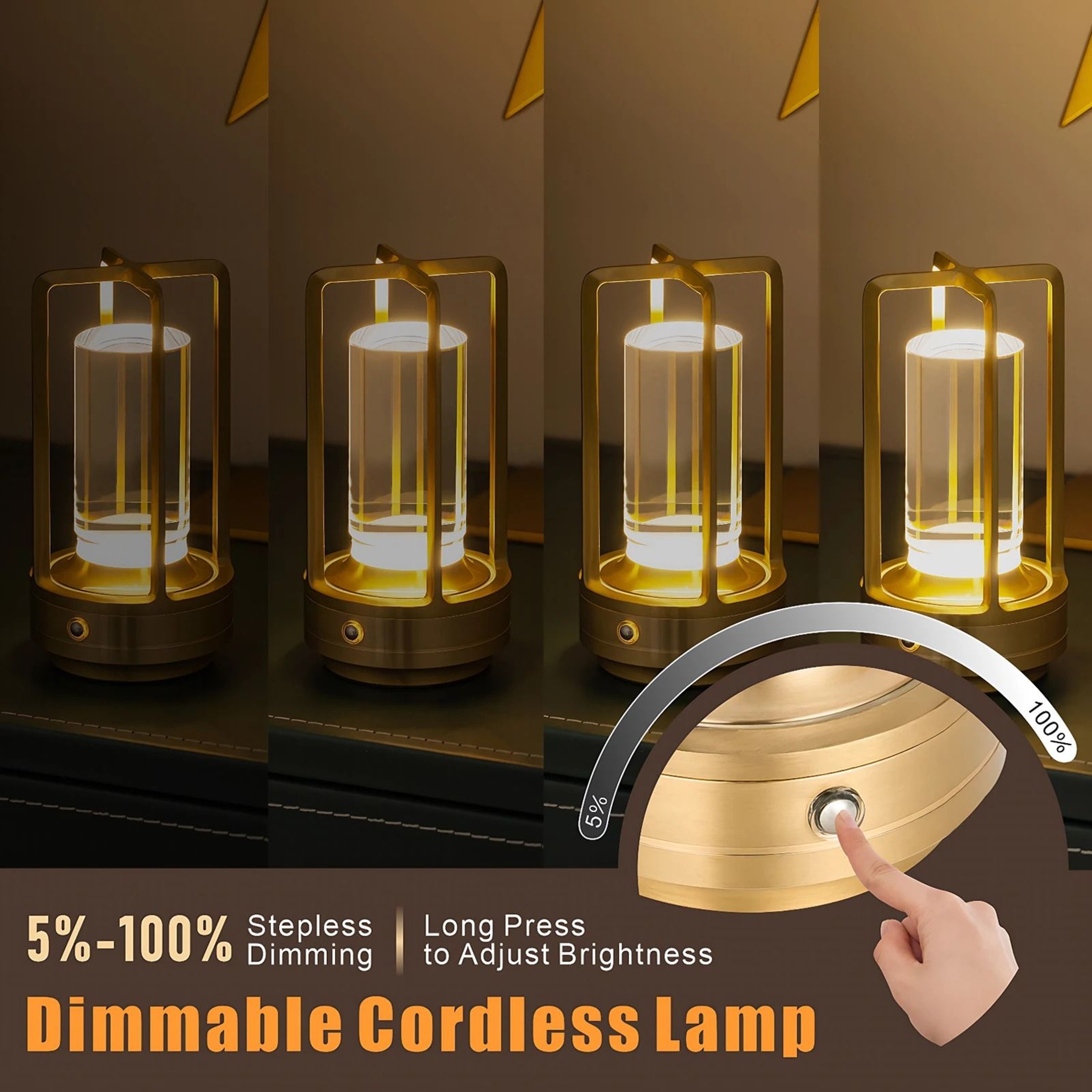 Wireless LED Touch Sensor Table Lamp USB Rechargeable Ambient Night Light For Bedroom Hotel 3