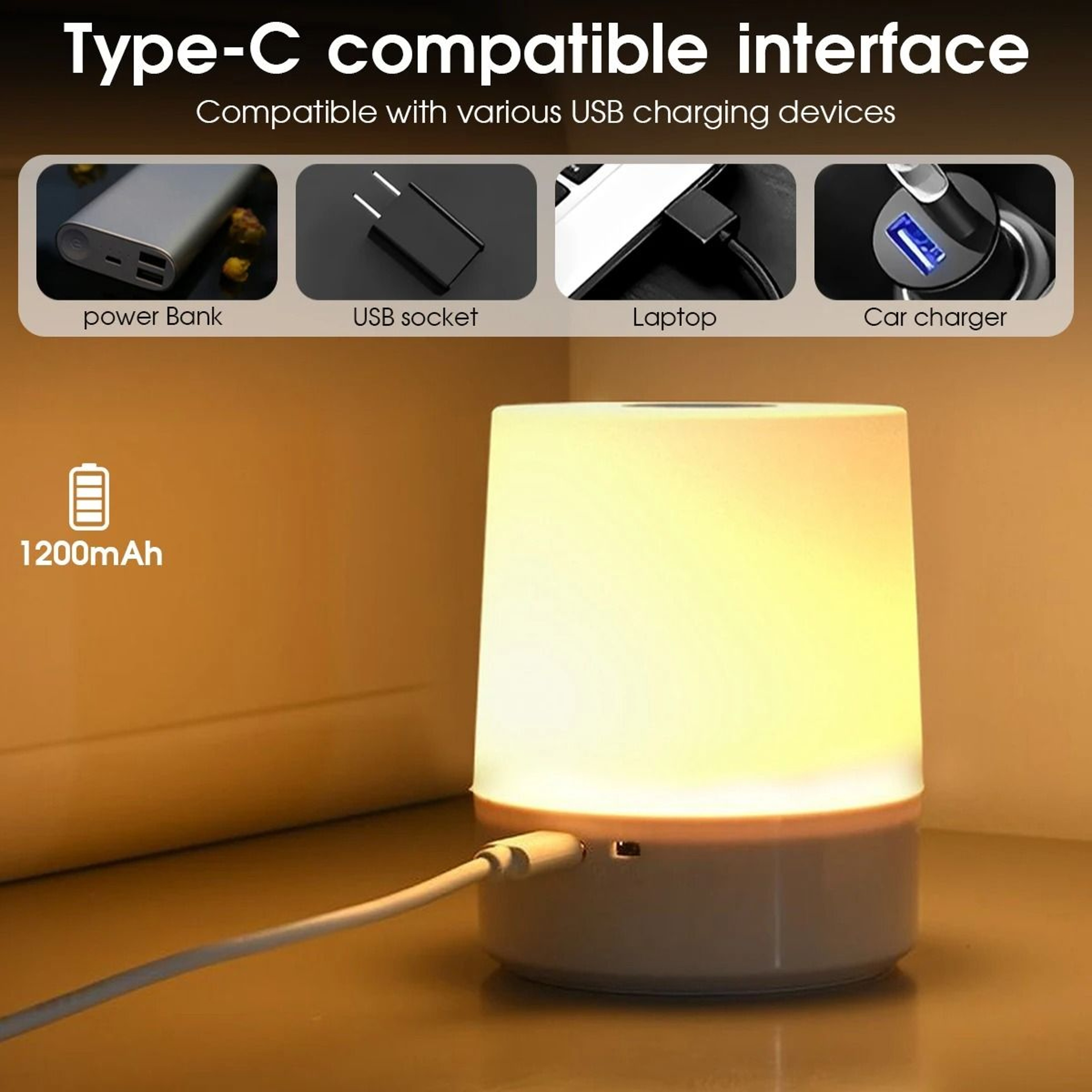 Touch LED Night Light 3 Modes USB Charging Soft Table Lamp For Kids Bedroom Gift 4