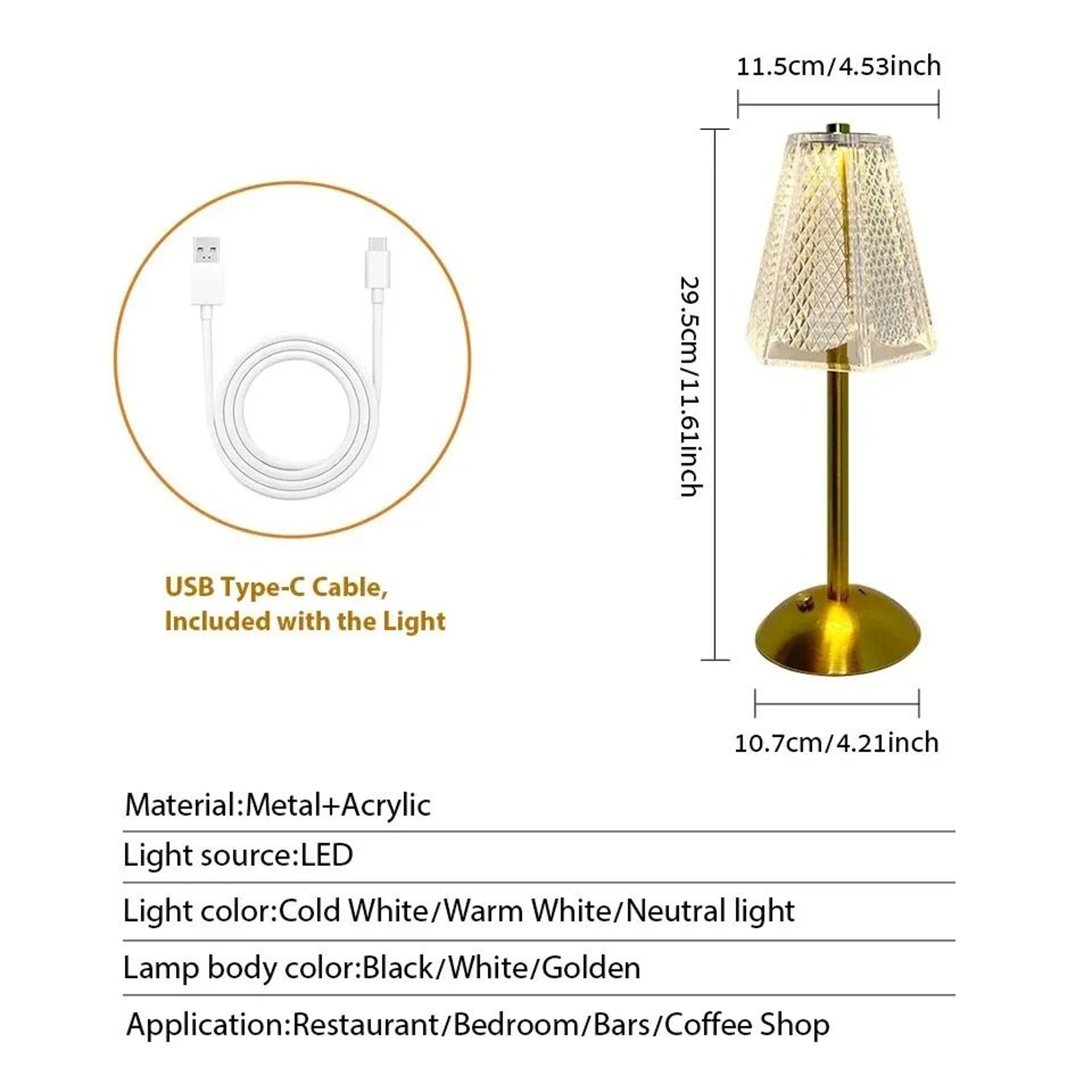 Wireless LED Touch Sensor Table Lamp 3 Color USB Rechargeable Bedside Night Light For Restaurant Ho 3
