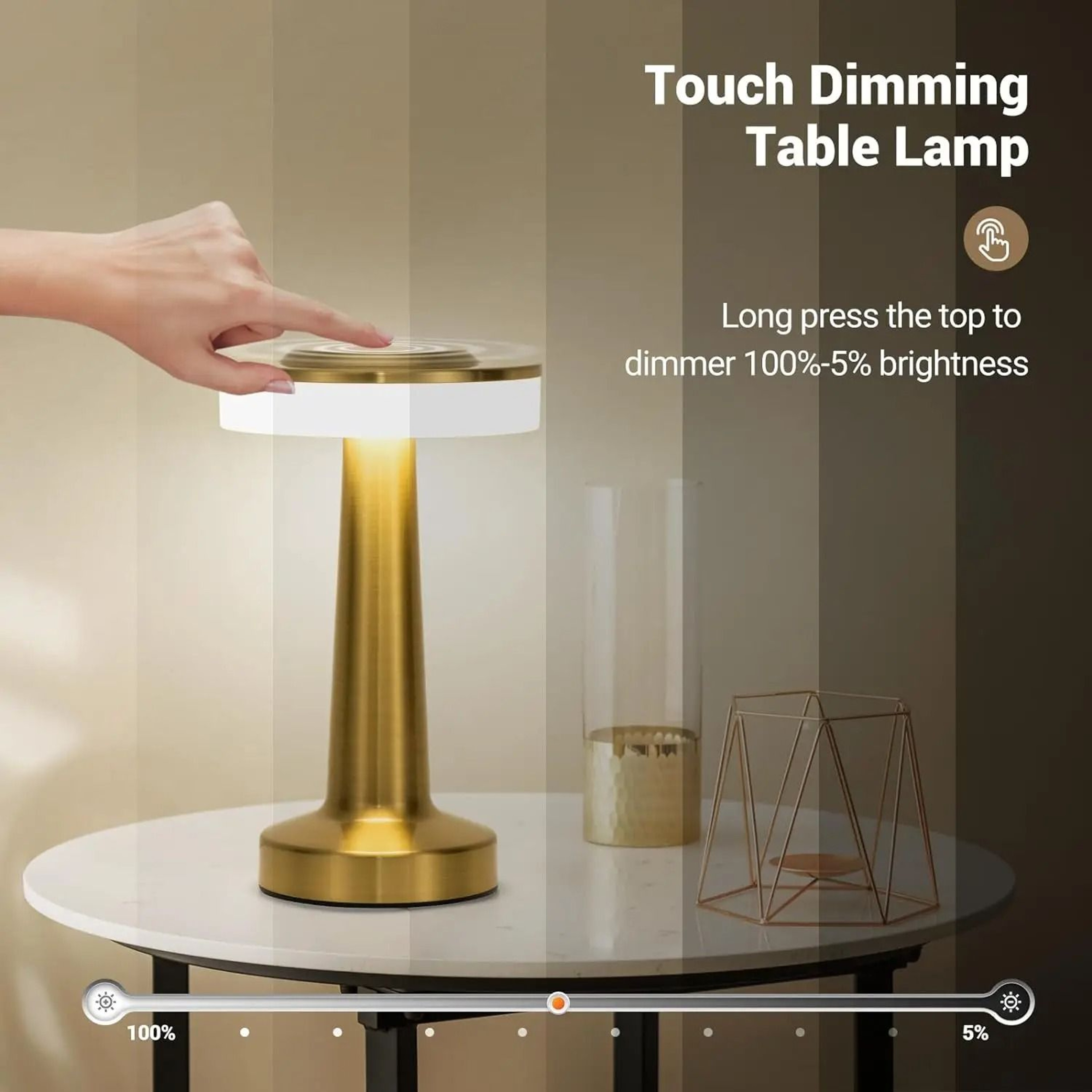 Retro LED Bar Table Lamp Touch Dimmable 3 Color USB Rechargeable Vintage Dining Night Light 2