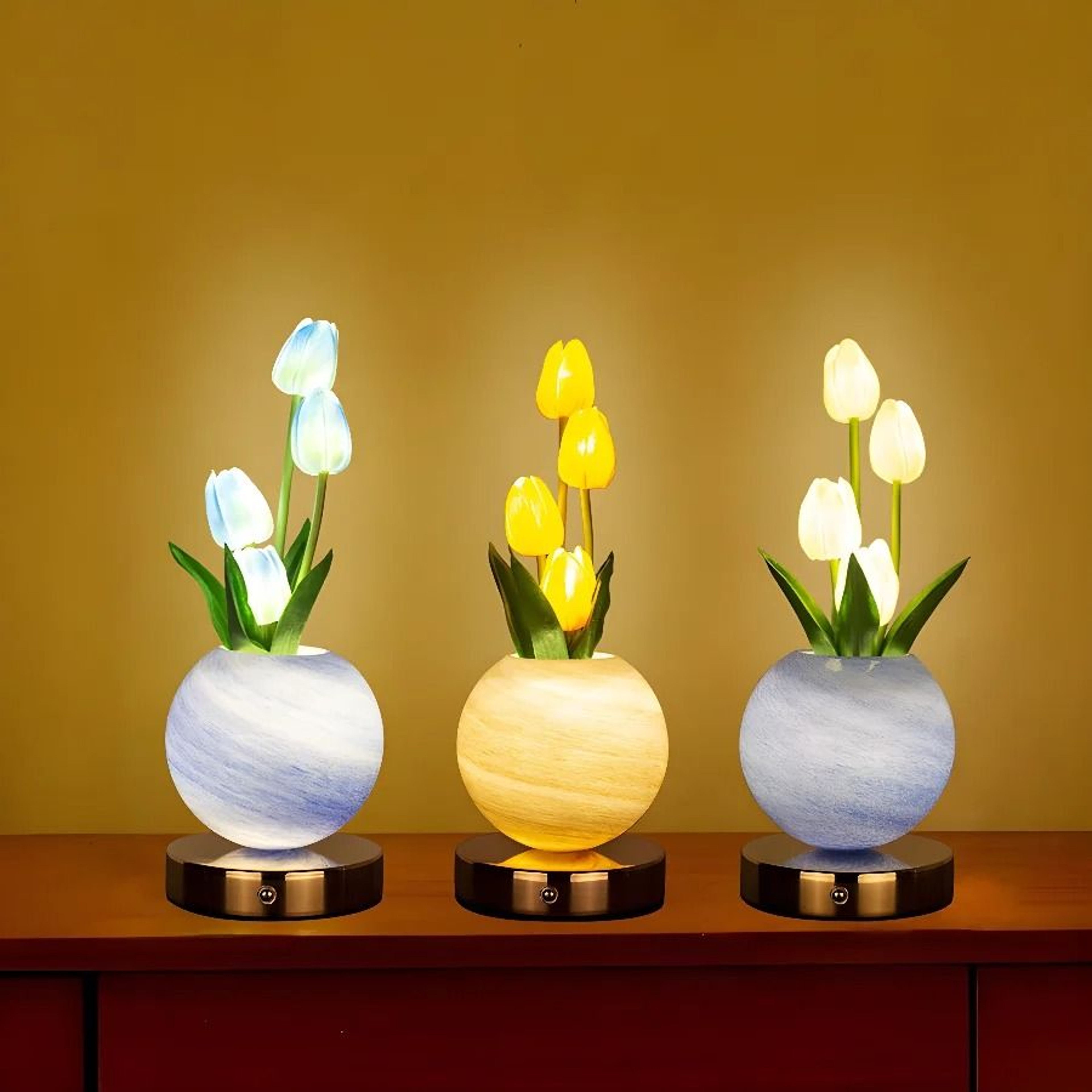 Tulip LED Floral Night Light USB Rechargeable Bedside Table Lamp For Bedroom Christmas Decor 2