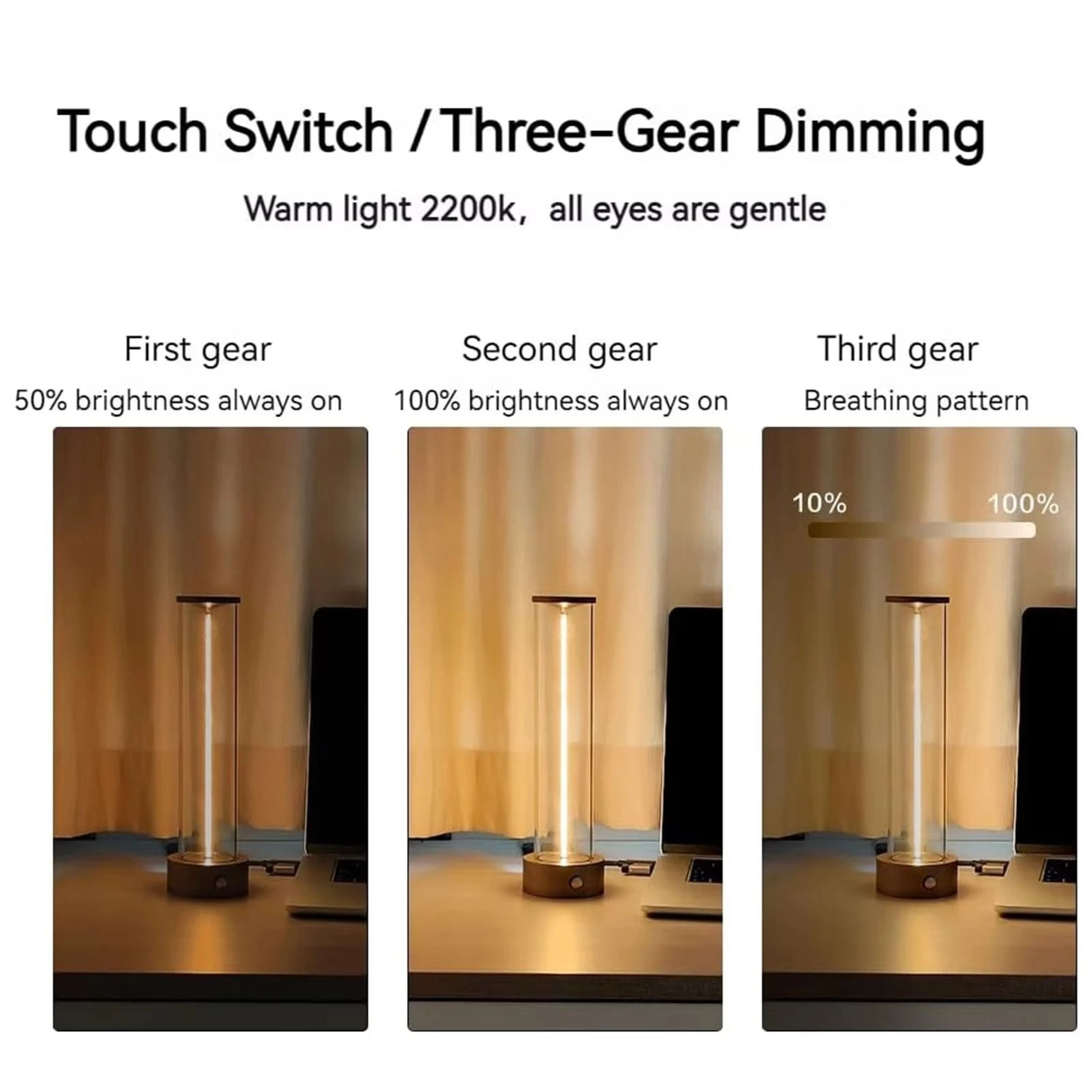 Rechargeable Cordless LED Table Lamp With Magnetic Base Touch Sensor  3Level Dimming 4