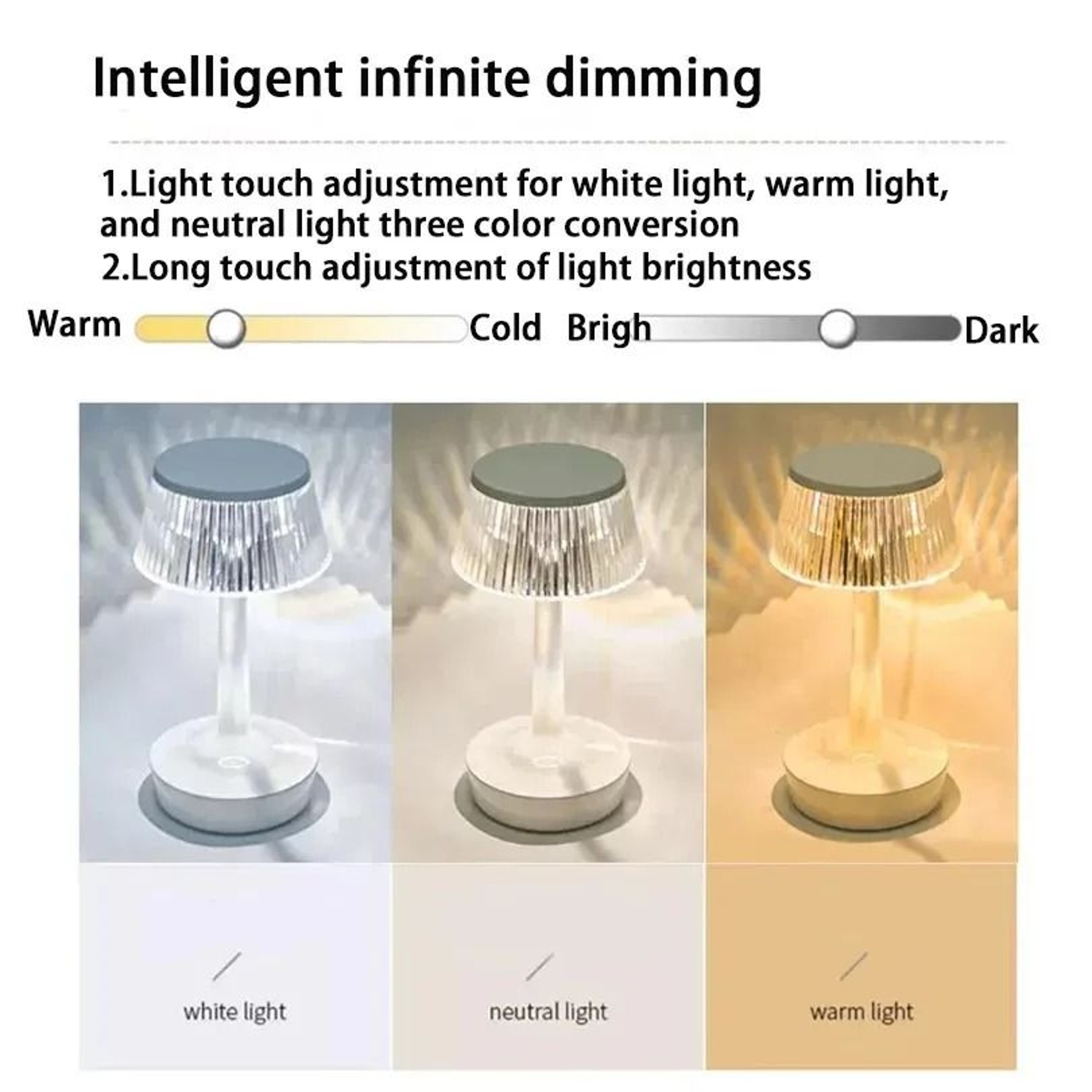 LED Touch Sensor USB Rechargeable Table Lamp 3 Color Dimmable Night Light For Bedside Hotel Bar Rea 1