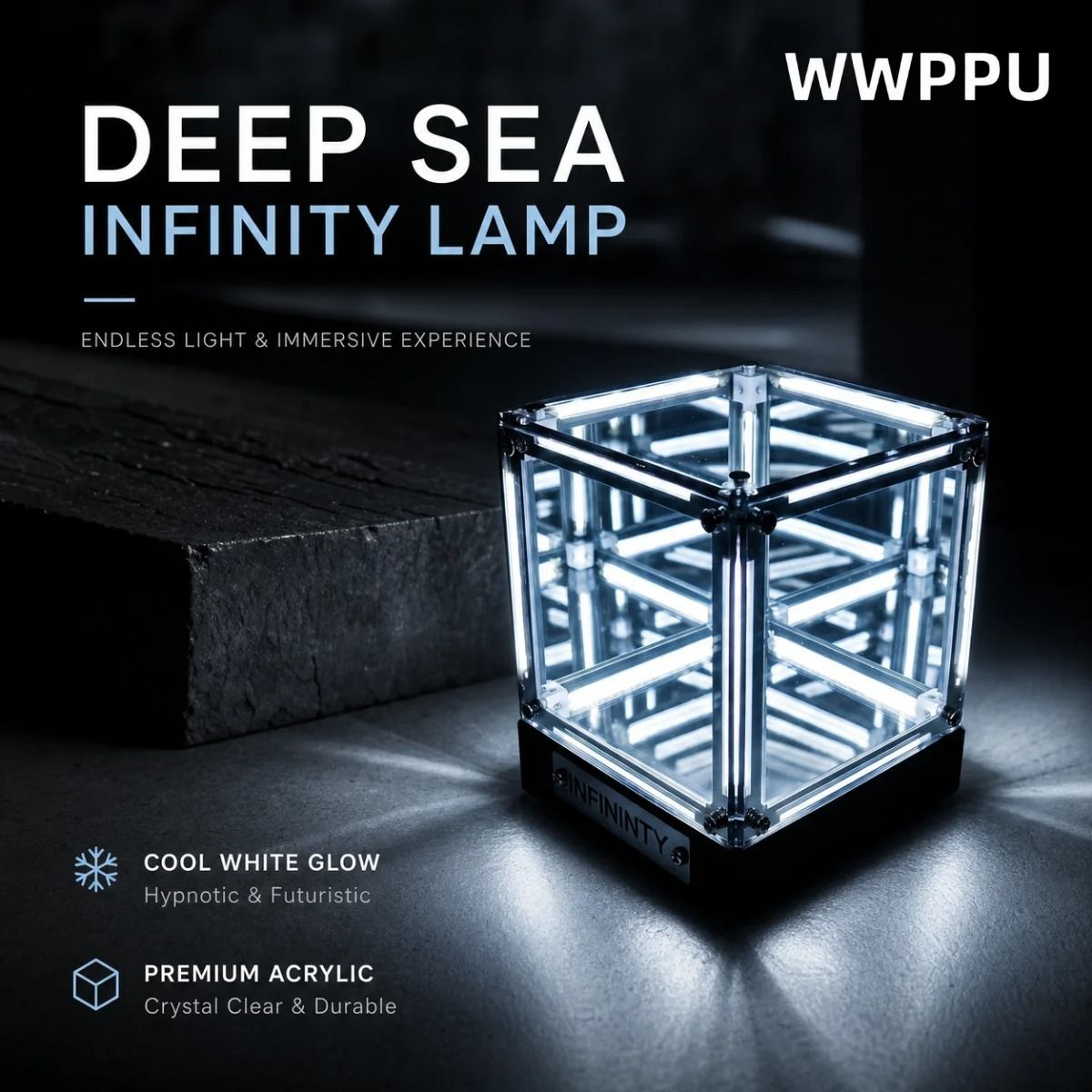 WWPPU Hypercube LED Table Lamp MultiLayer Infinity Mirror Projection Abyss Box For Geek Room Decor 0