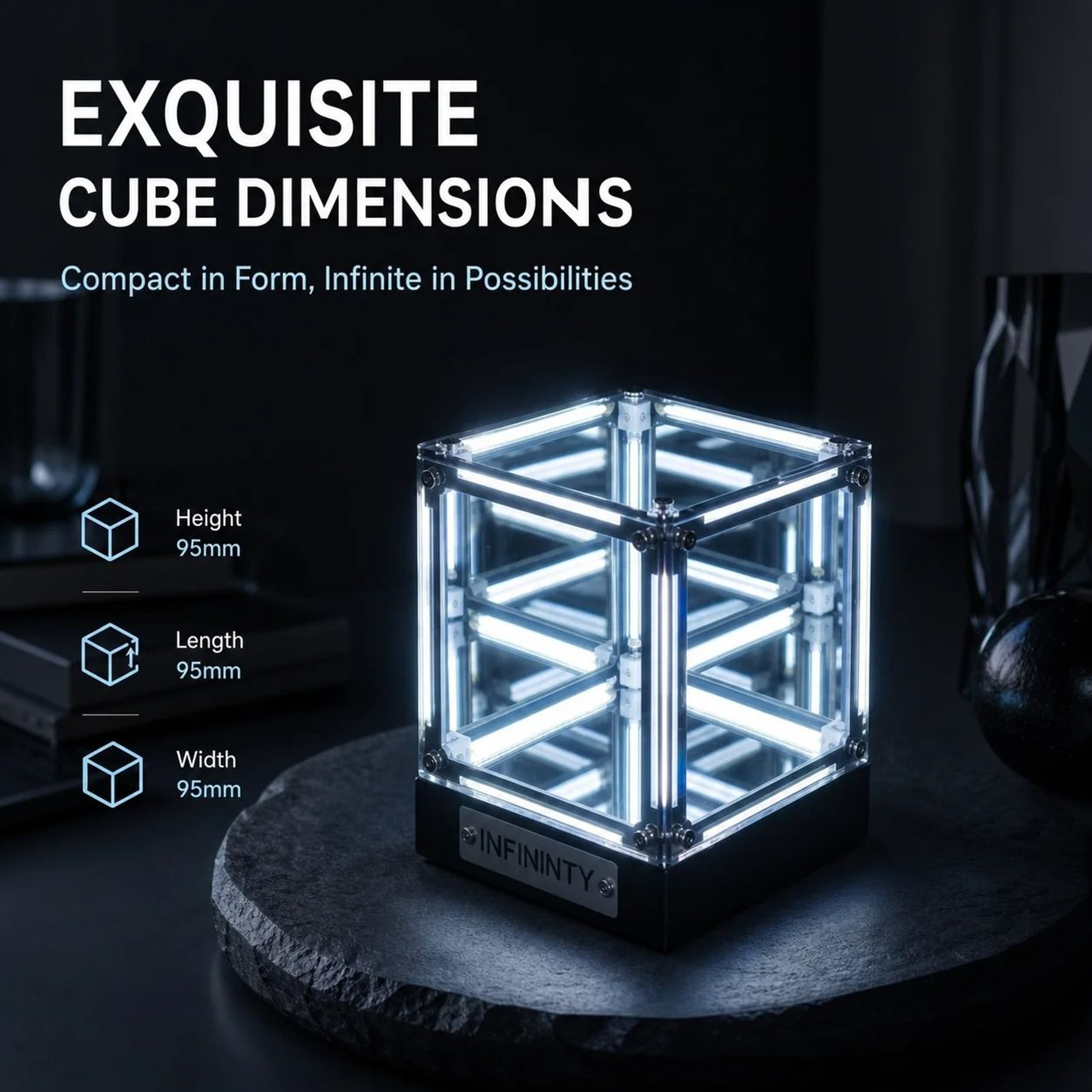 WWPPU Hypercube LED Table Lamp MultiLayer Infinity Mirror Projection Abyss Box For Geek Room Decor 1