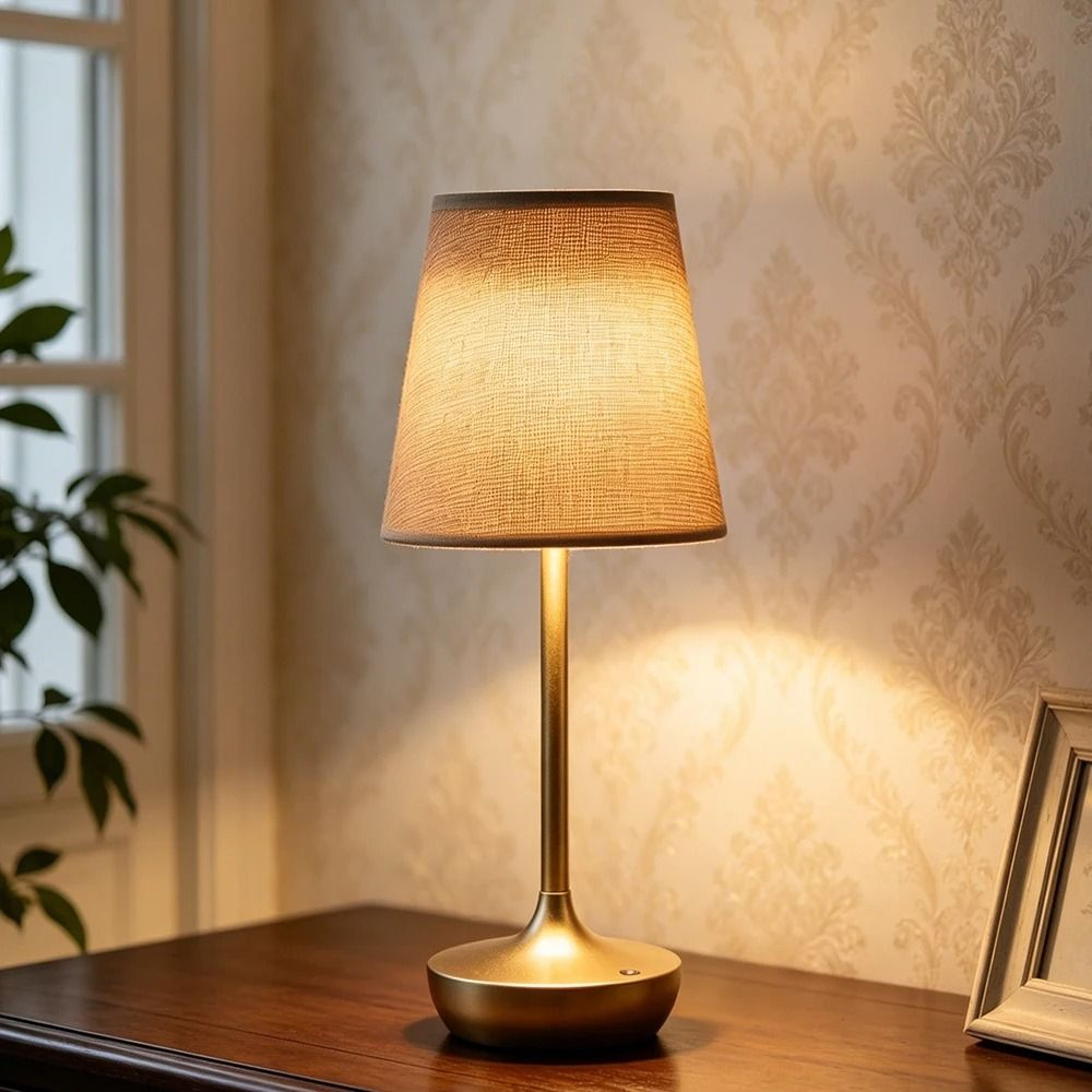 Rechargeable LED Table Lamp Simple Classic Desk Light Dimmable USB Fabric Shade Bedside Decor 3