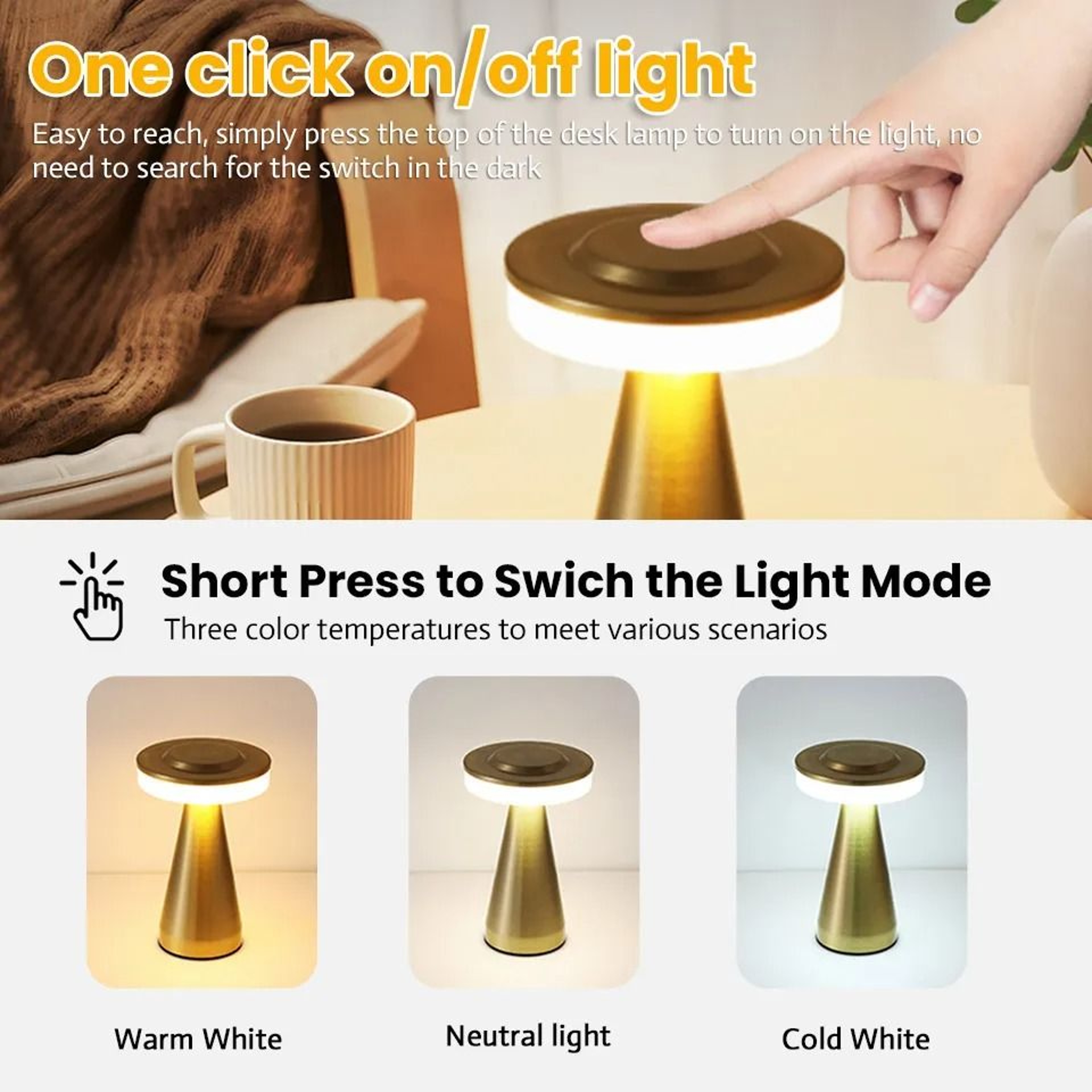 LED Wireless Table Lamp Rechargeable Touch Desk Light Restaurant Bar Desktop Mood Lighting 1