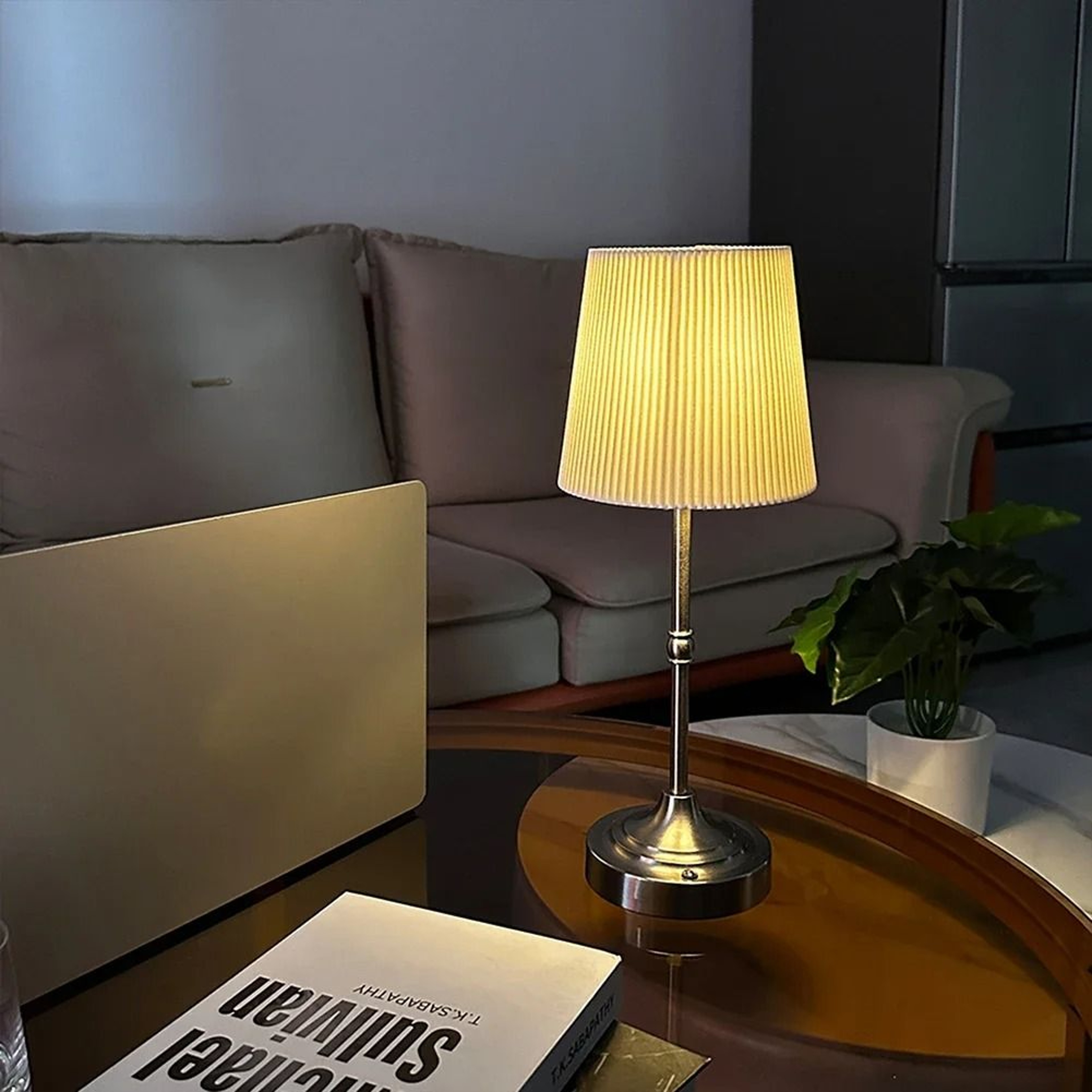 Metal Base Small Table Lamp 2200K Warm Light Cordless LED Desk Lamp USB Rechargeable 5200mAh Portab 0