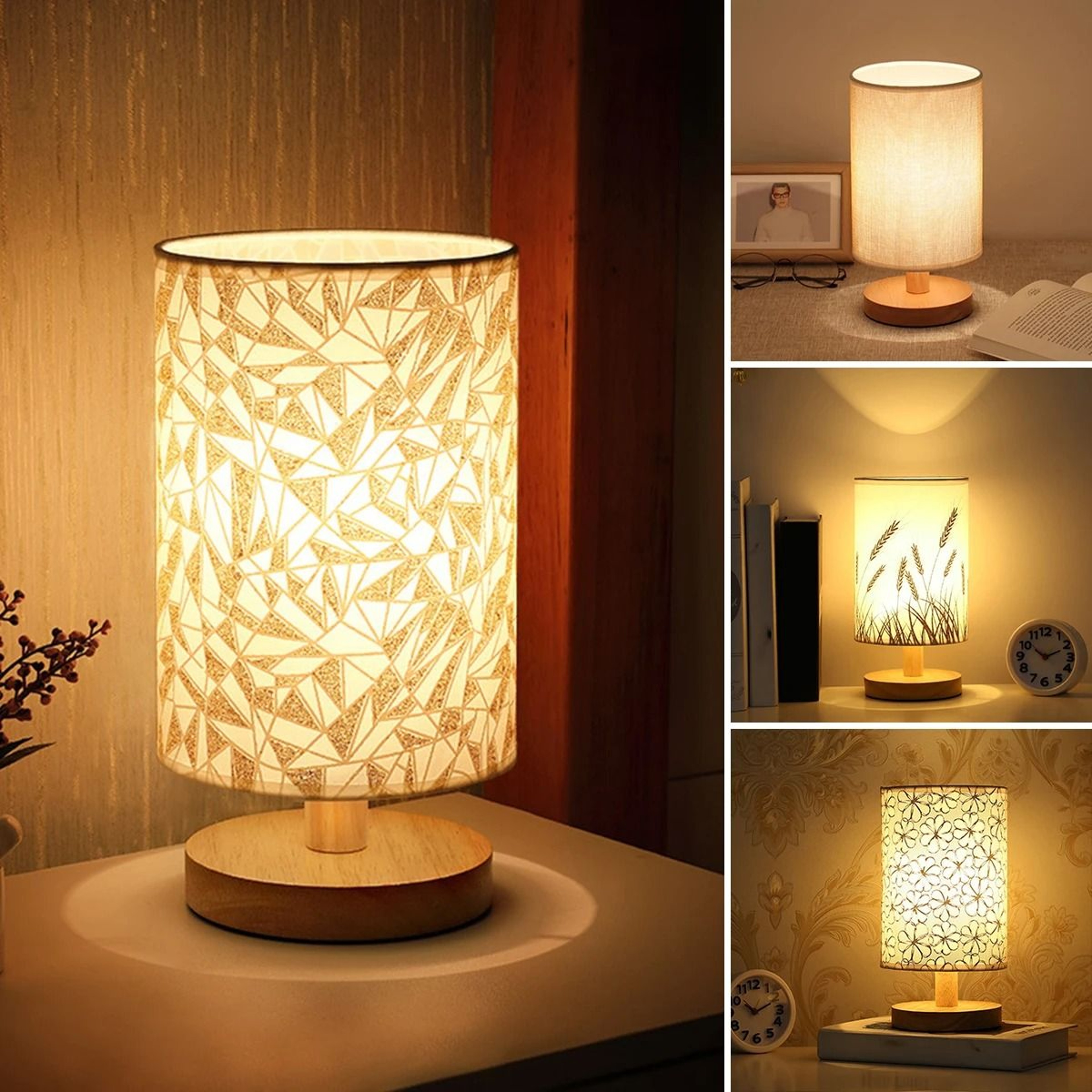 Linen Table Lamp USB Powered Touch Control Modern Nordic Bedside Lamp For Bedroom Living Room 0