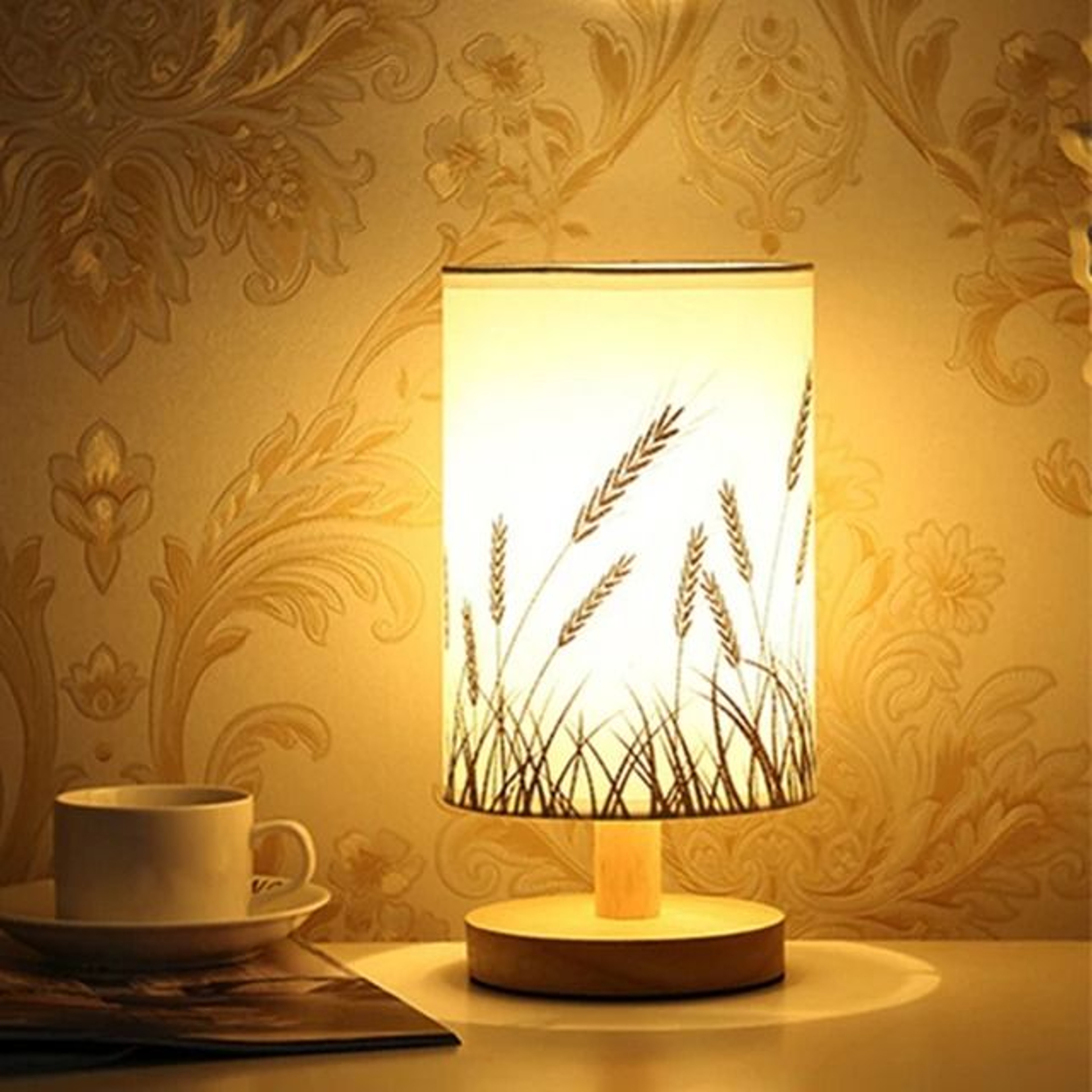 Linen Table Lamp USB Powered Touch Control Modern Nordic Bedside Lamp For Bedroom Living Room 6