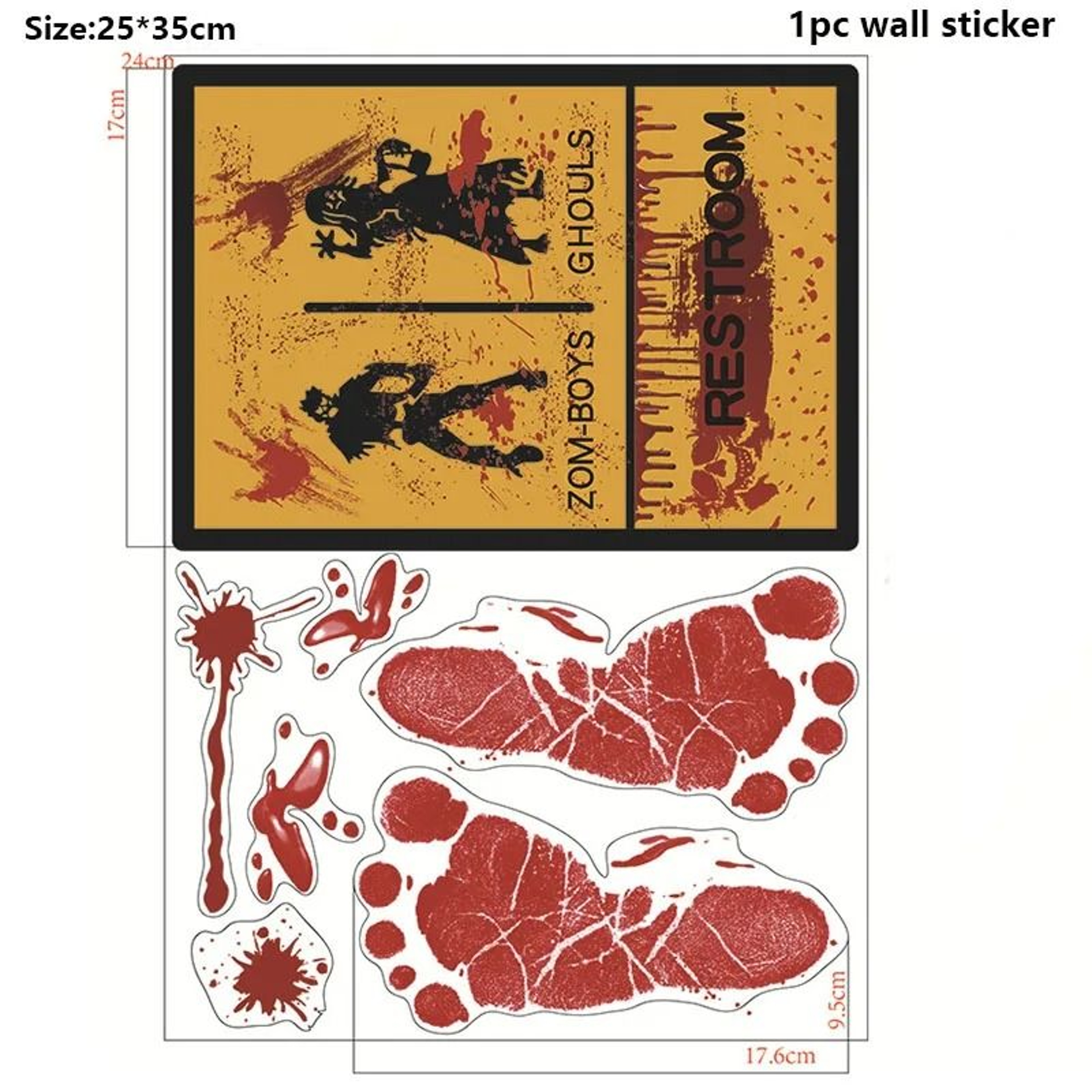 Halloween Bloody Handprint Footprint Wall Decals Horror Window Clings 7
