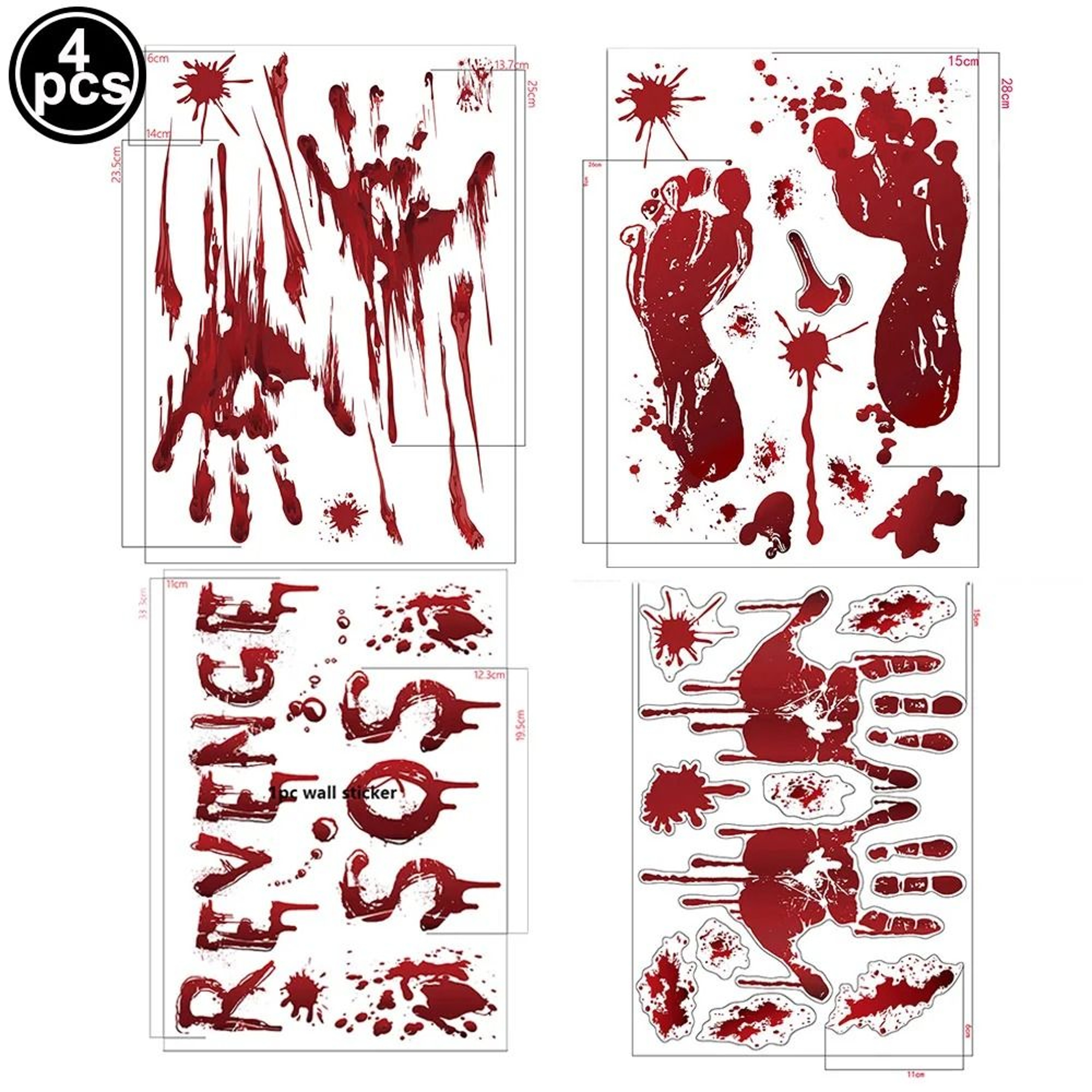 Halloween Bloody Handprint Footprint Wall Decals Horror Window Clings 19