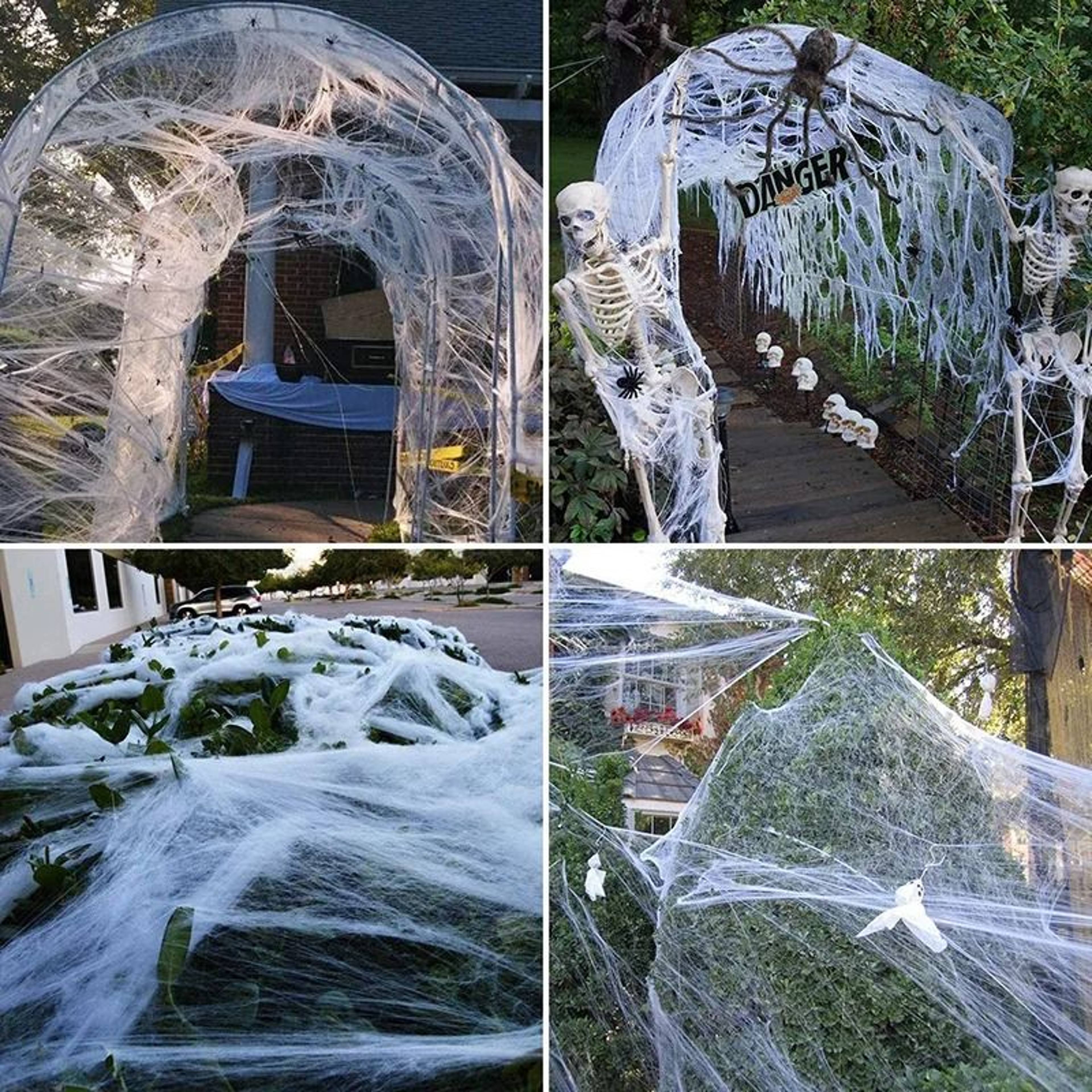 Halloween Artificial Spider Web Stretchy Cobweb Props With Fake Spiders 3