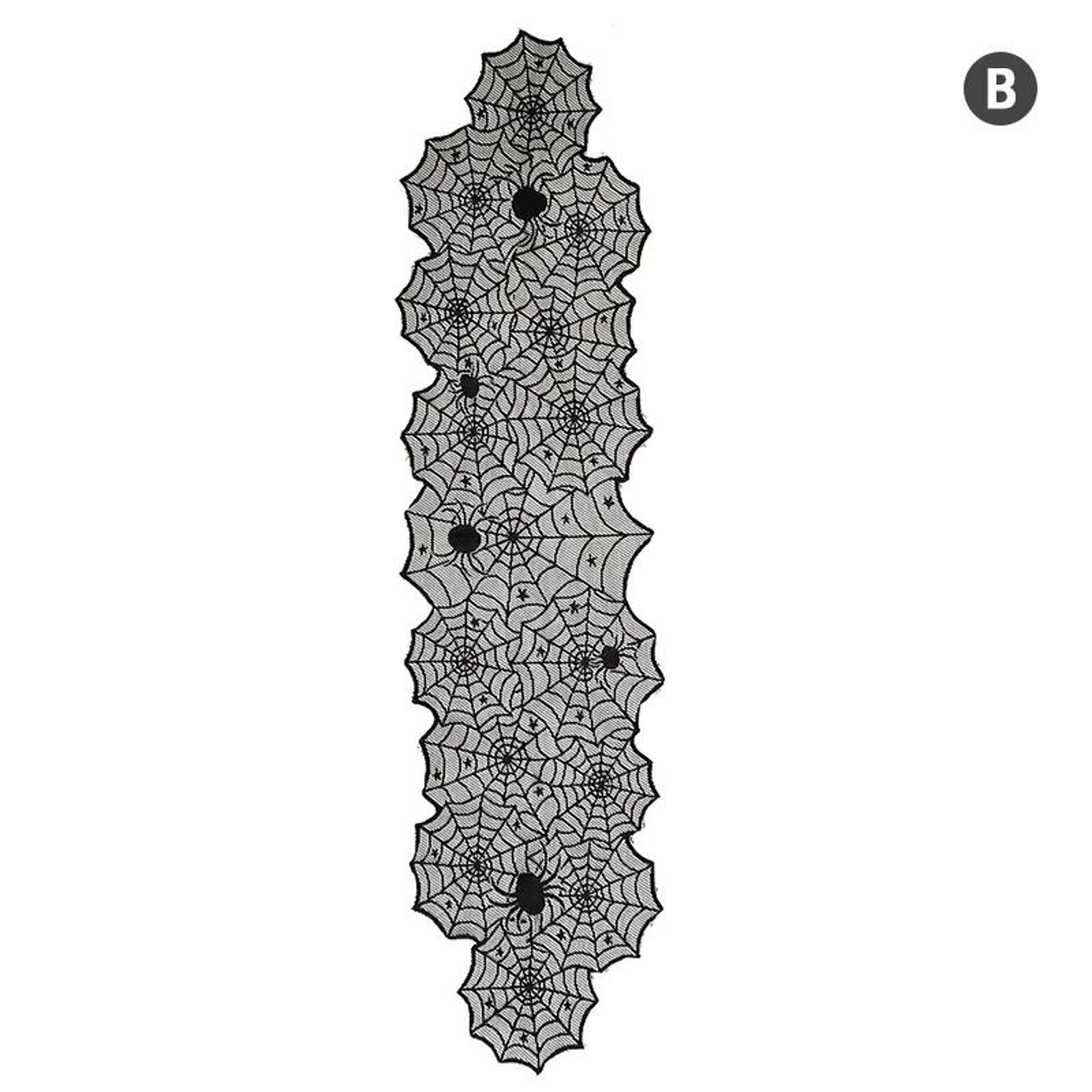 Black Lace Spider Web Skeleton Tablecloth  Fireplace Mantel Scarf Set 7