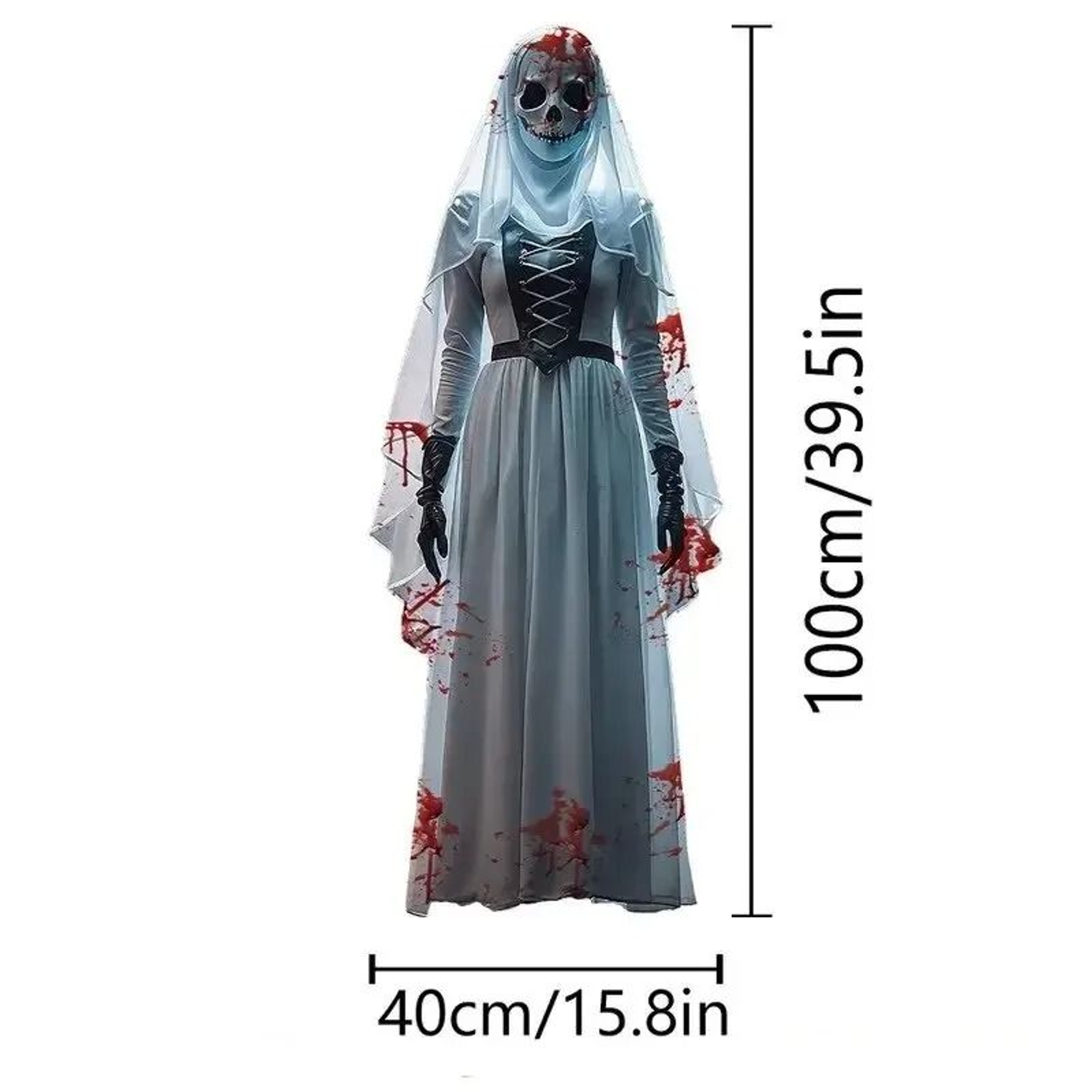 2D Halloween Horror Skull Bride Hanging Banner Flag  Backdrop Cloth 3
