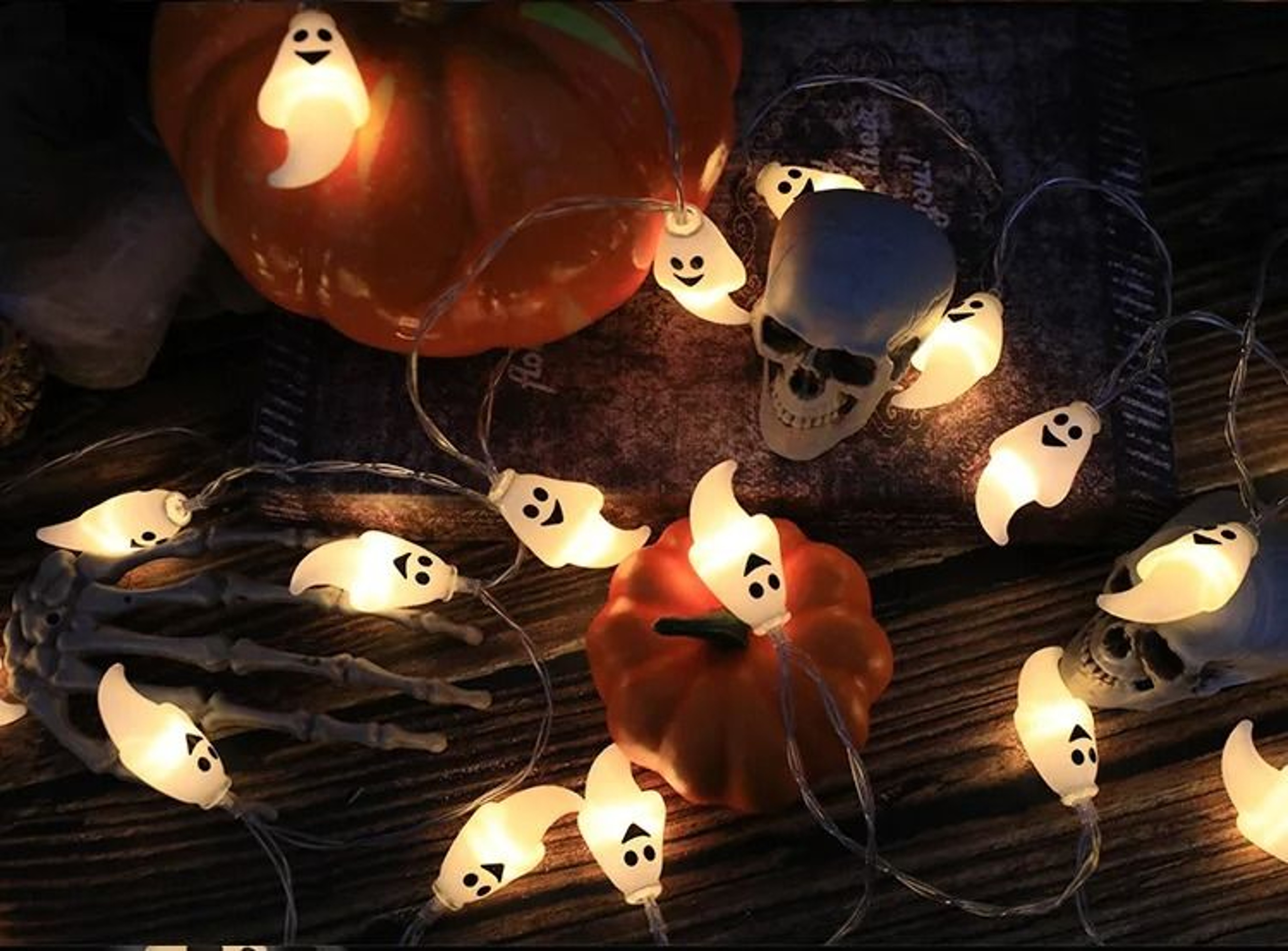 Halloween LED String Lights With Pumpkin Skull  Eyeball Shaped Lamps 4