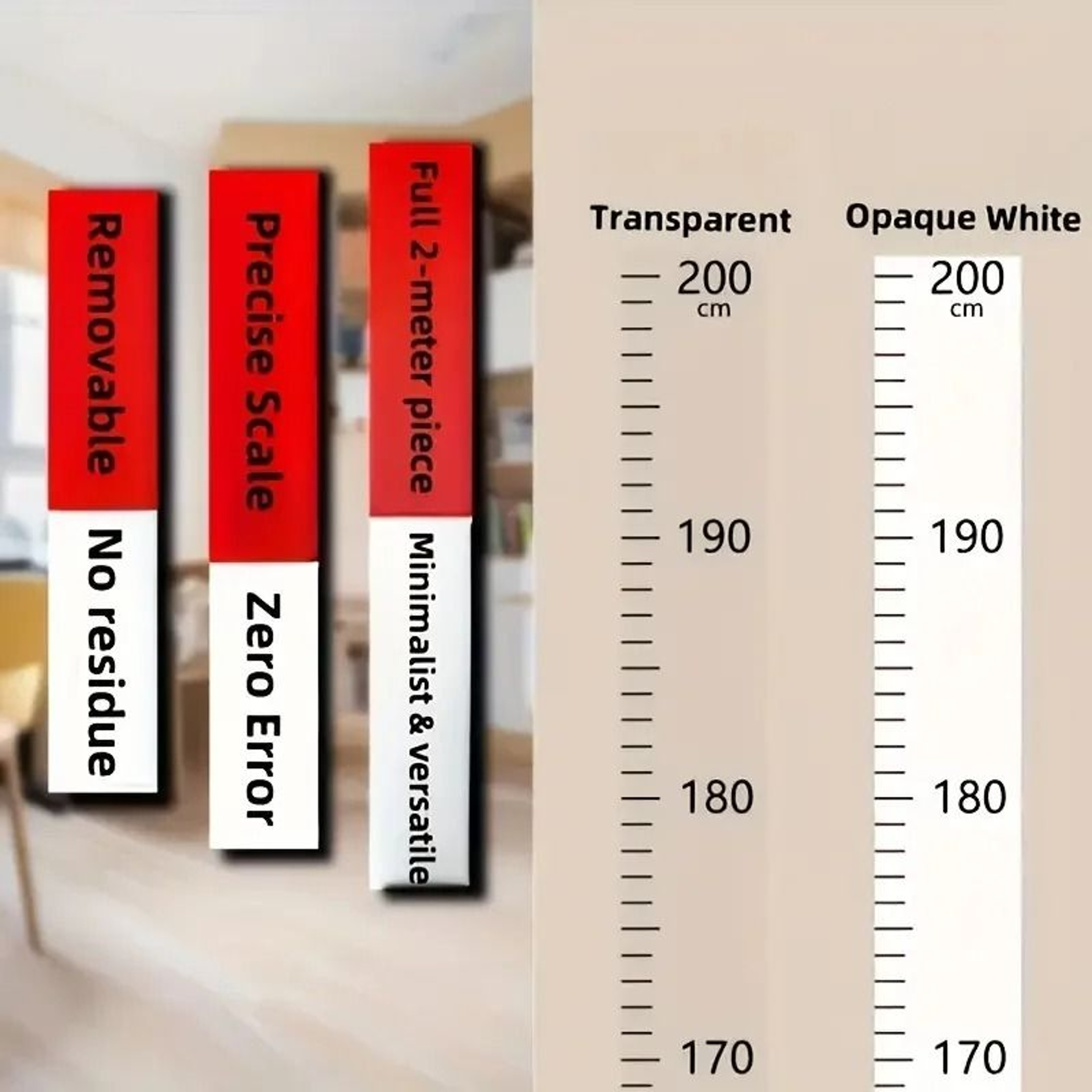 2Meter Wall Growth Chart Height Ruler  Durable PC Material Removable Growth Tracker For Kids Room   4