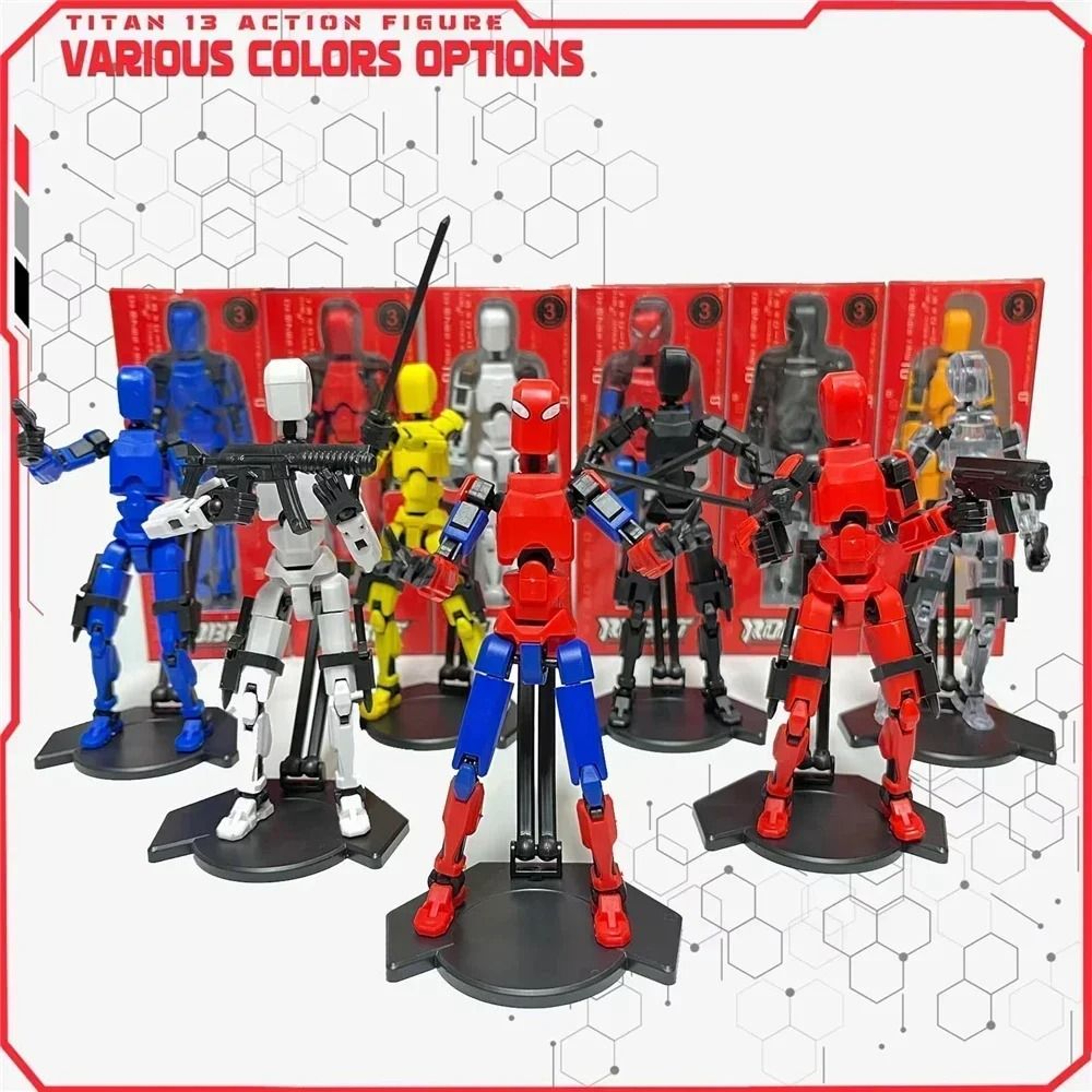 13 Joints Movable Action Figures T13 Dummy Nova Robot Assembly Toy With Holder Display Stand 5