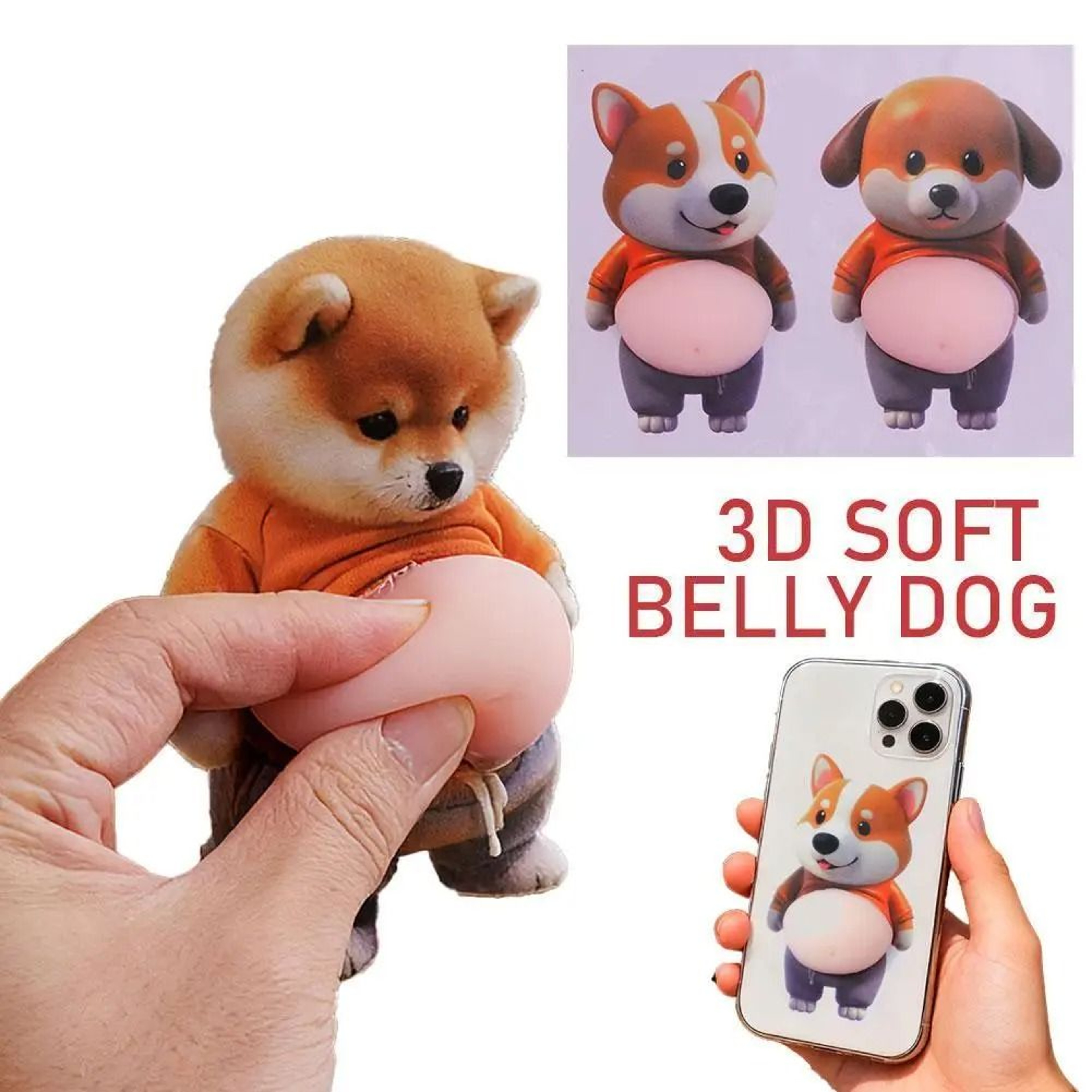 2Piece 3D Cute Chubby Shiba Inu Silicone Stickers SelfAdhesive AntiCollision Bumper Decals 4