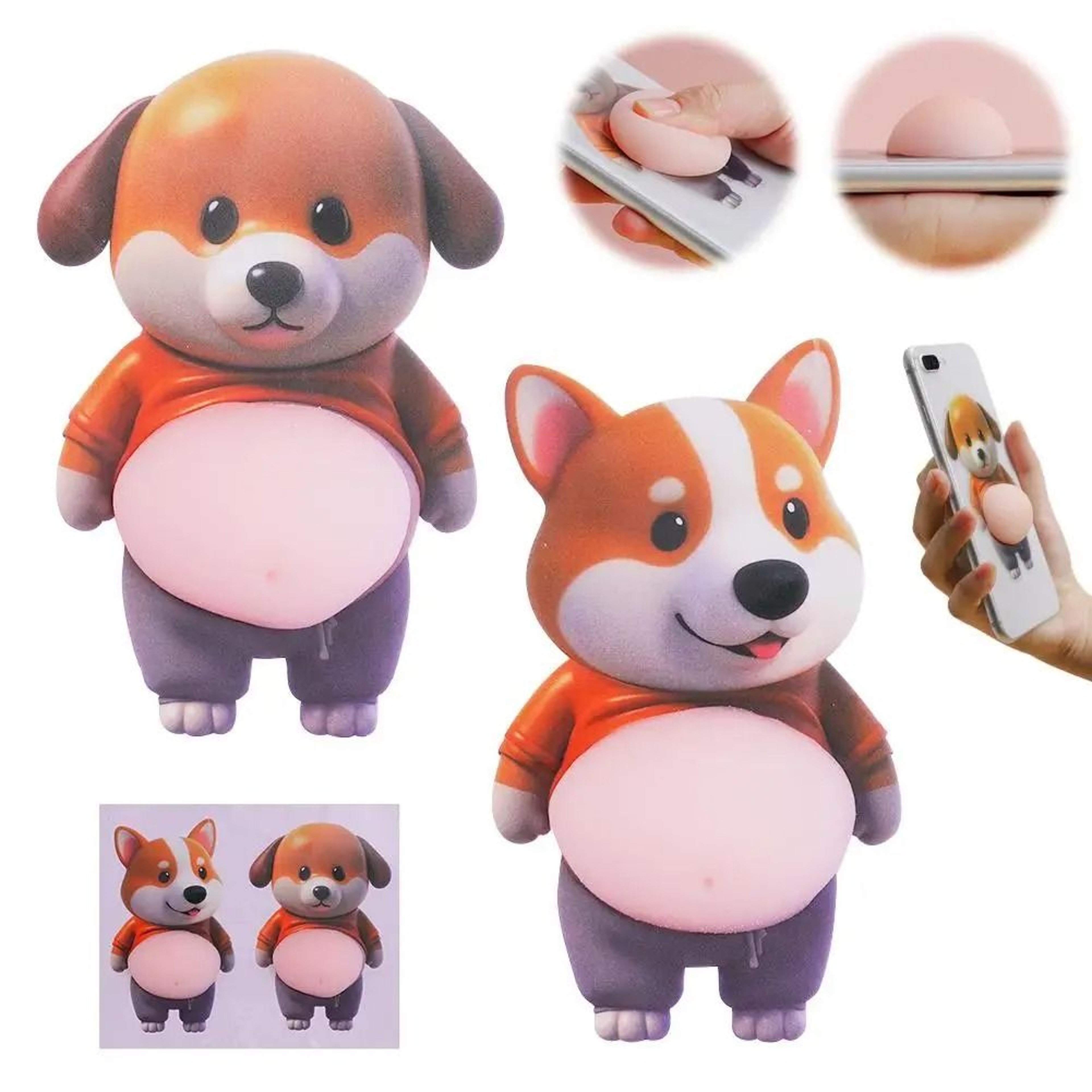 2Piece 3D Cute Chubby Shiba Inu Silicone Stickers SelfAdhesive AntiCollision Bumper Decals 6