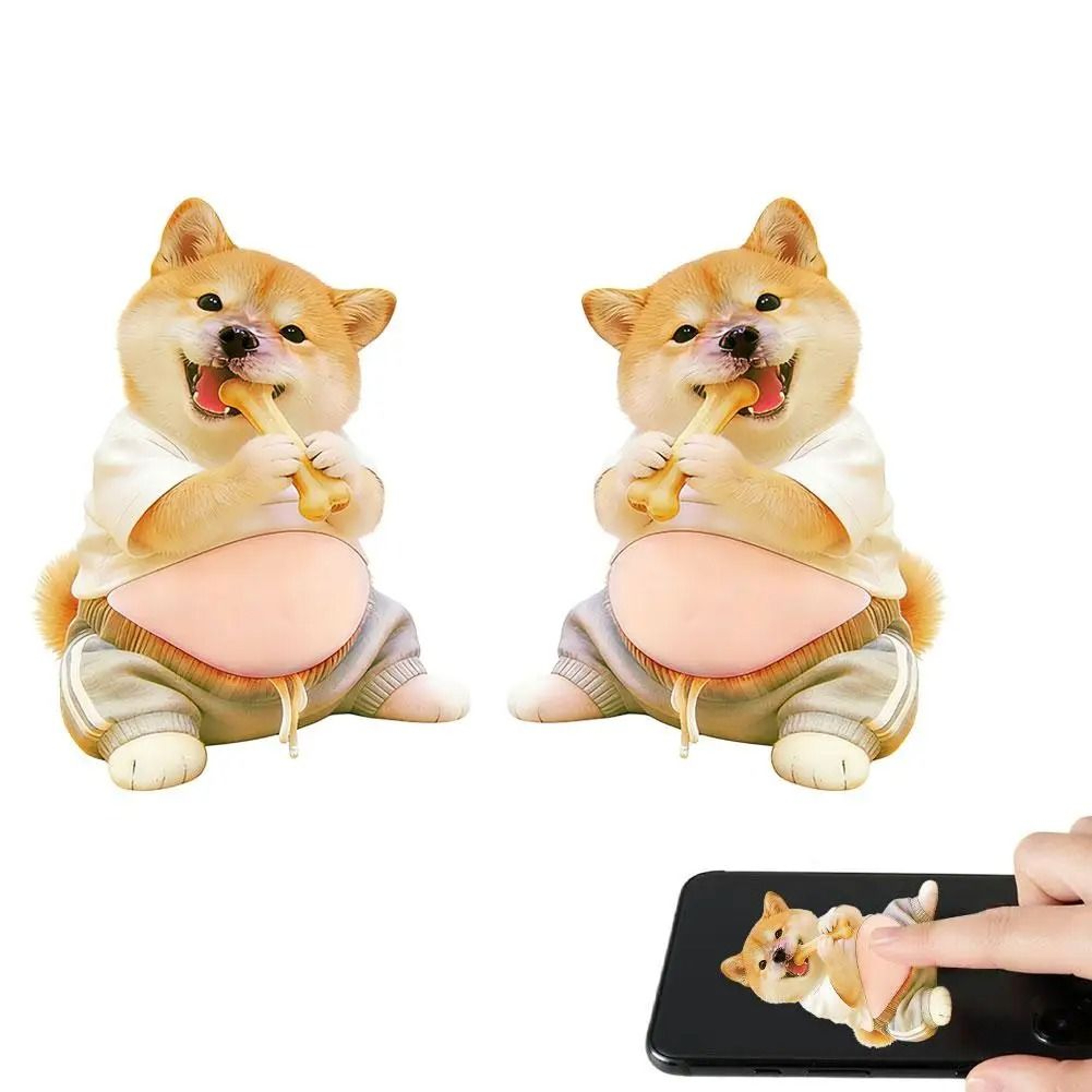 2Piece 3D Cute Chubby Shiba Inu Silicone Stickers SelfAdhesive AntiCollision Bumper Decals 13