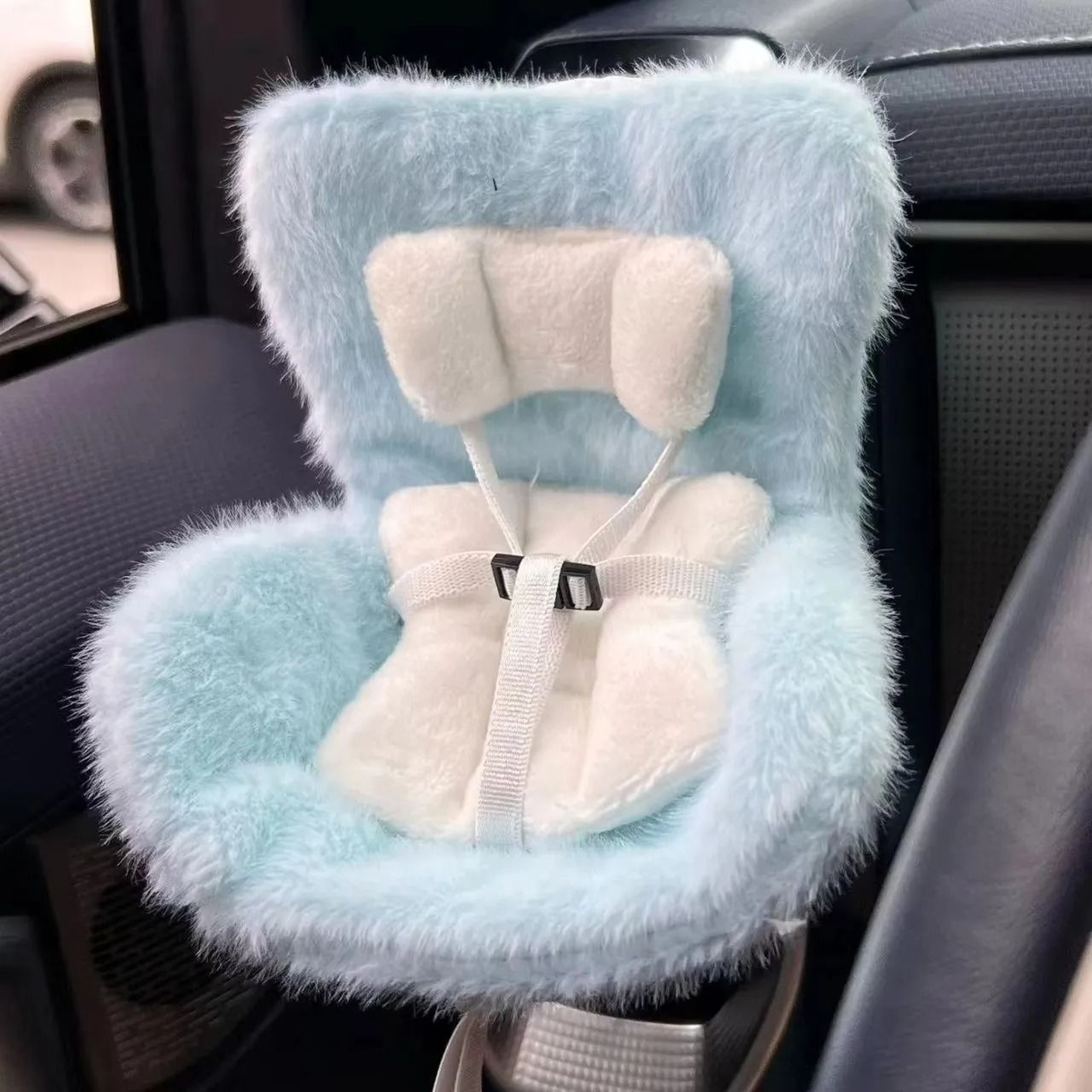Miniature Car Safety Seat Decor Model for 17cm Plush Dolls Auto AC Air Vent Interior Styling – view 5