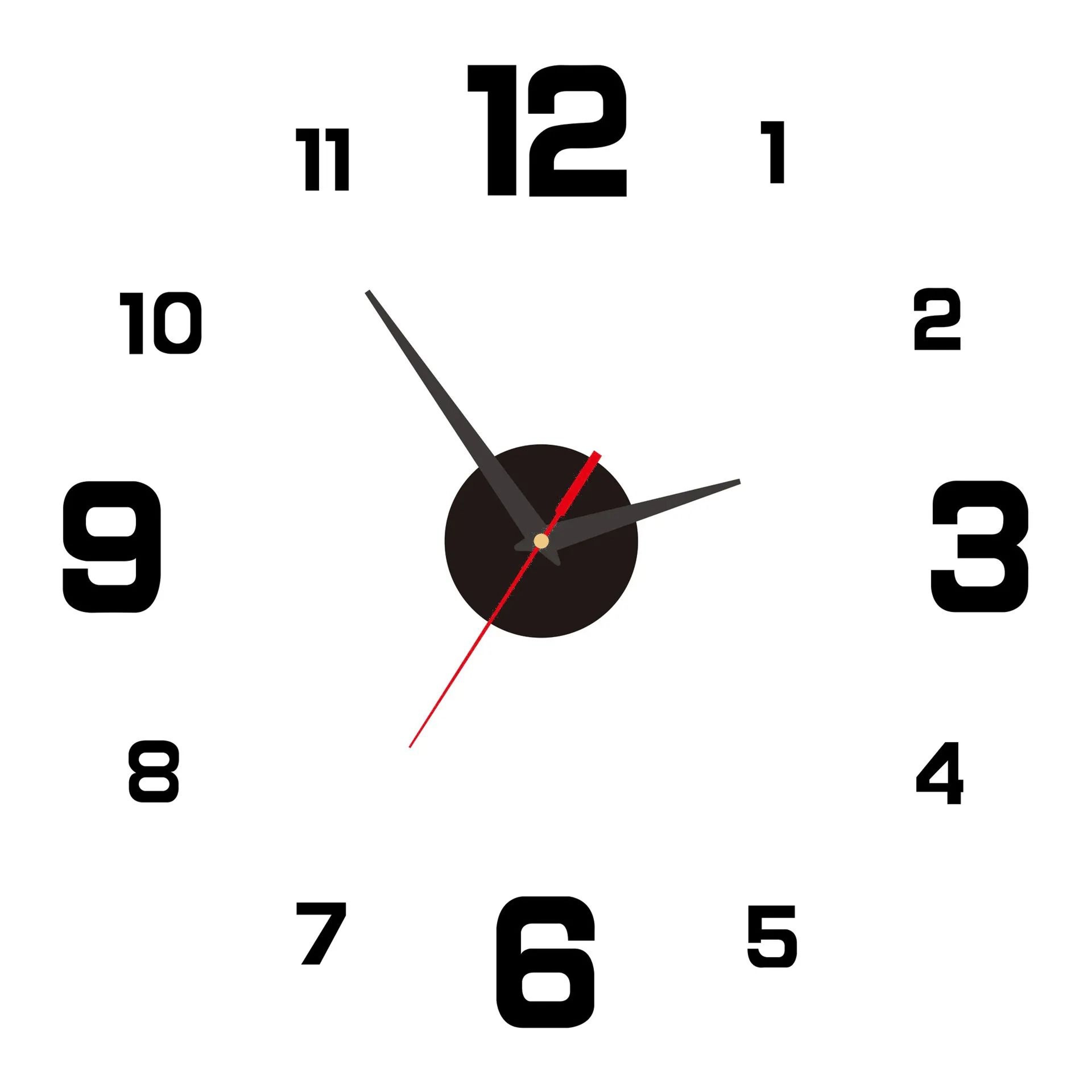 3D Creative Frameless DIY Wall Hanging Clock Mute Digital Stickers Decor For Home Office 6