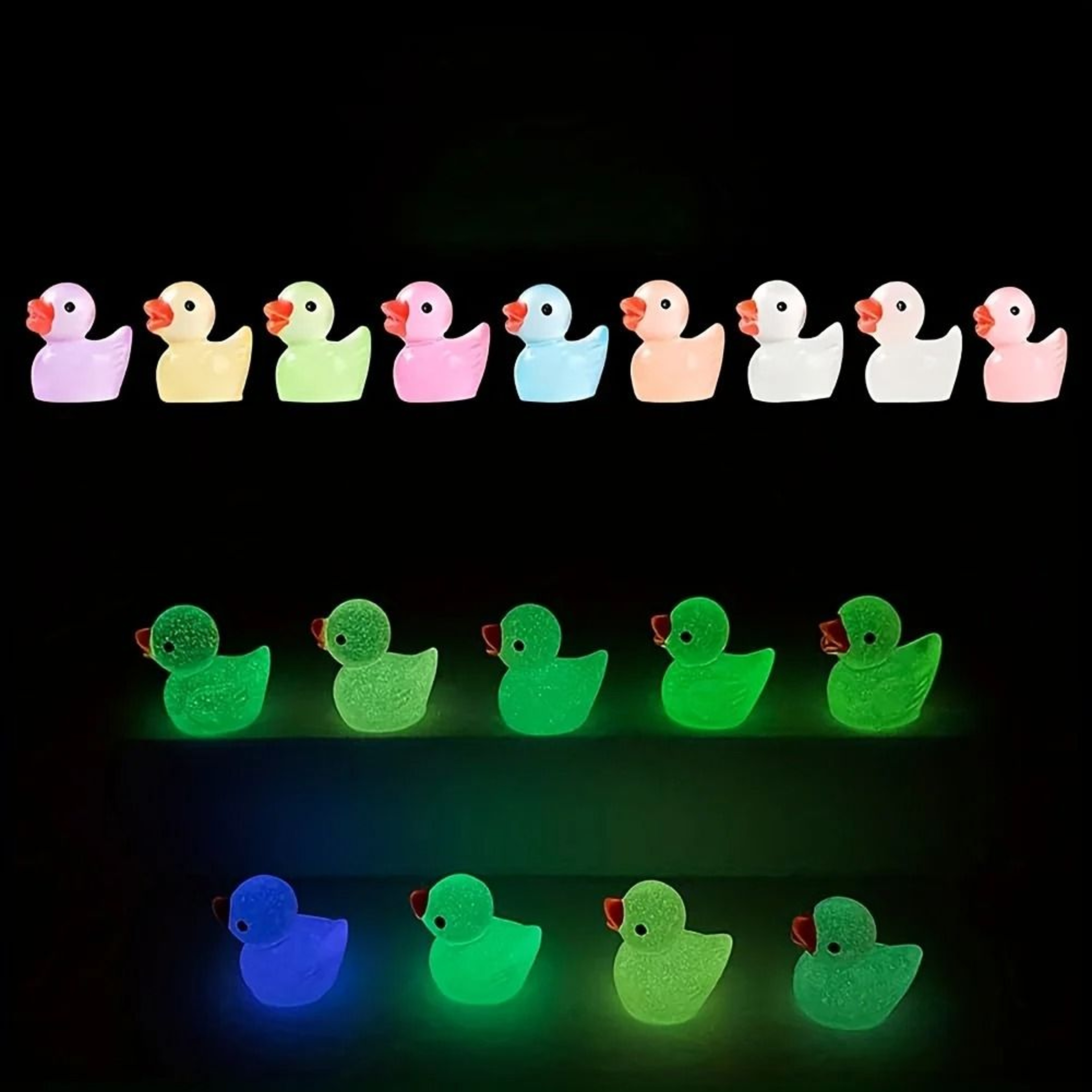 Luminous GlowintheDark Mini Ducks Micro Landscape Miniature Figures Mixed Style Decor 3