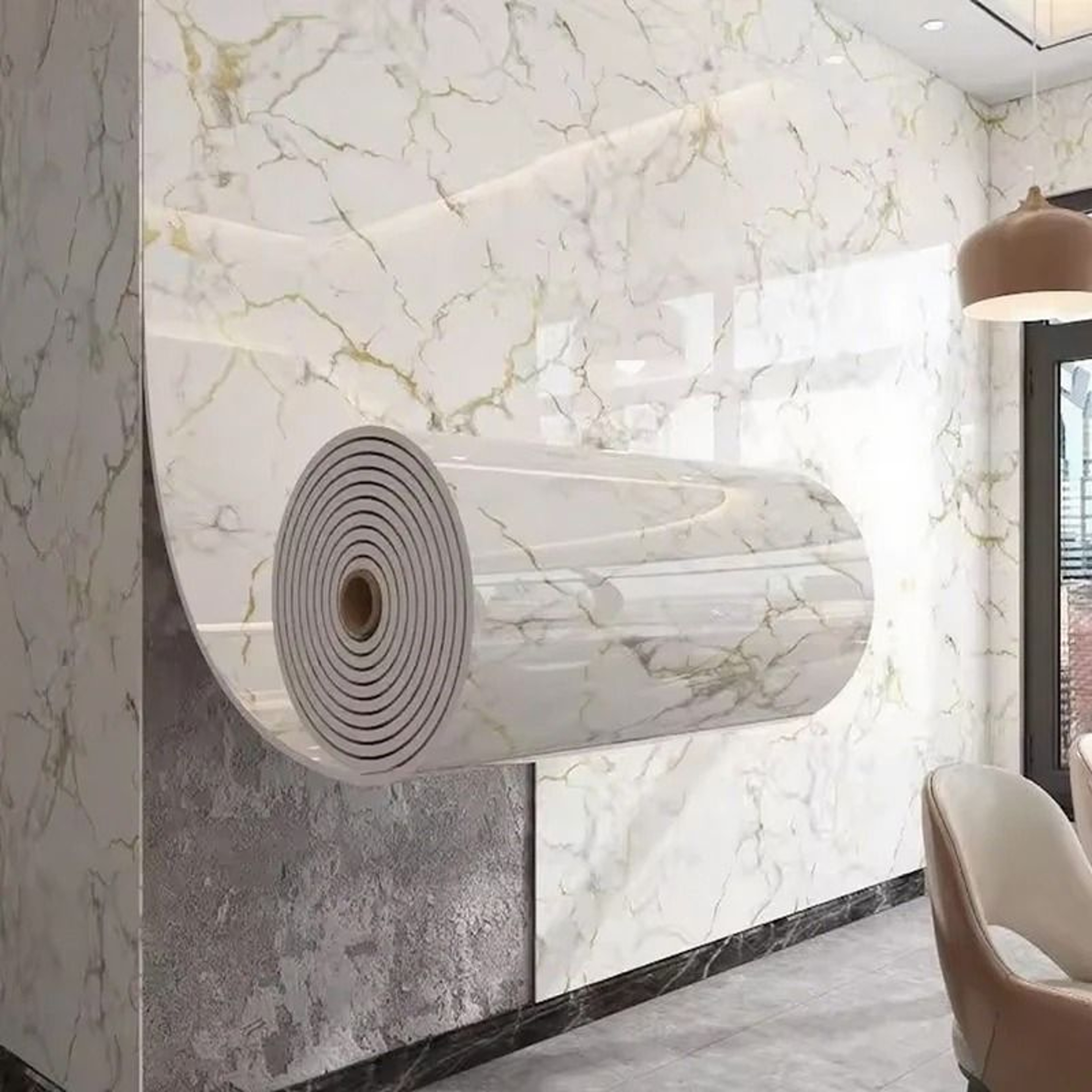 Marble Thick Foam Imitation Ceramic Tile SelfAdhesive Waterproof Wall Sticker Roll 0