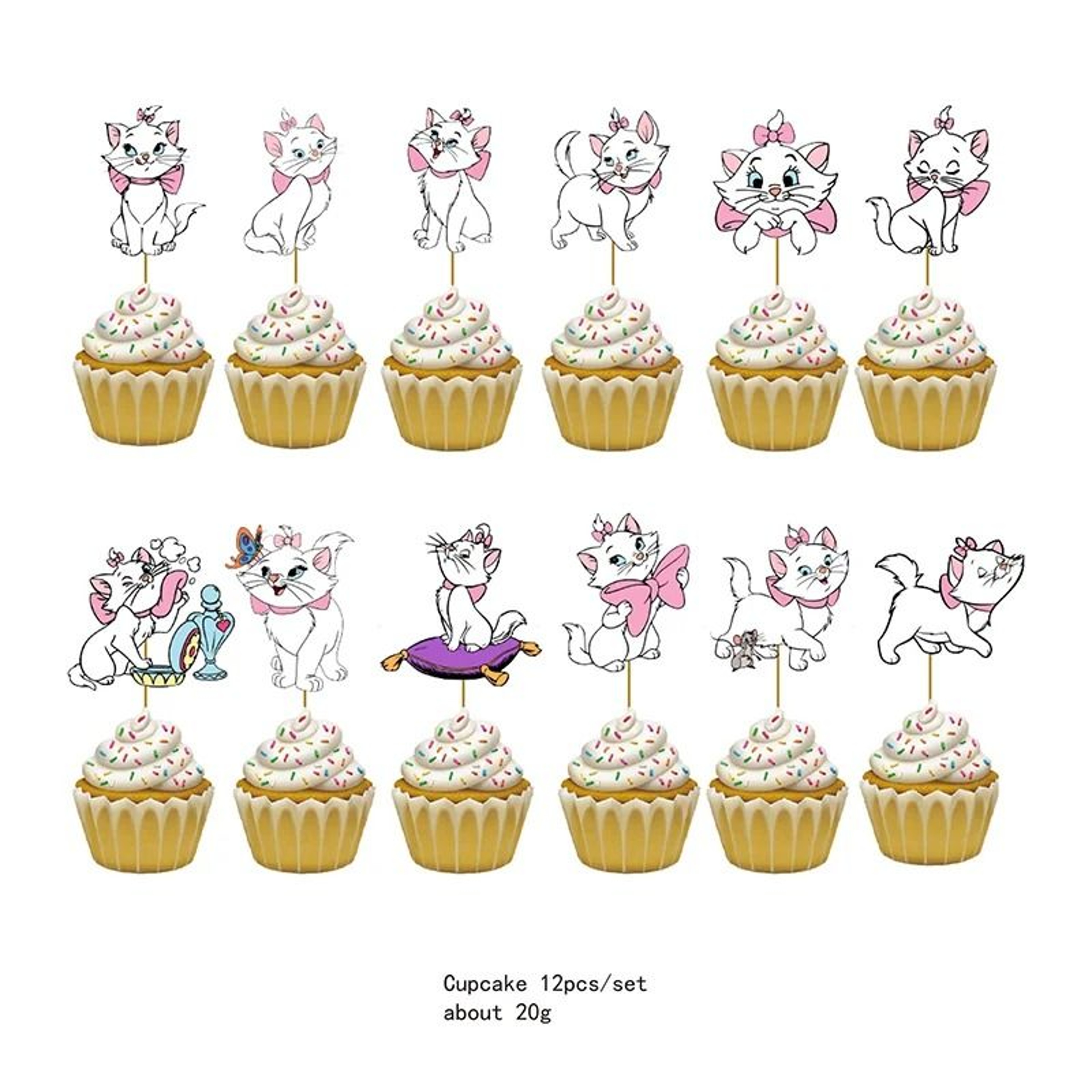 Pink Marie Cat Party Supplies Cute Aristocats Theme Disposable Birthday Plates Cups  Balloons 4