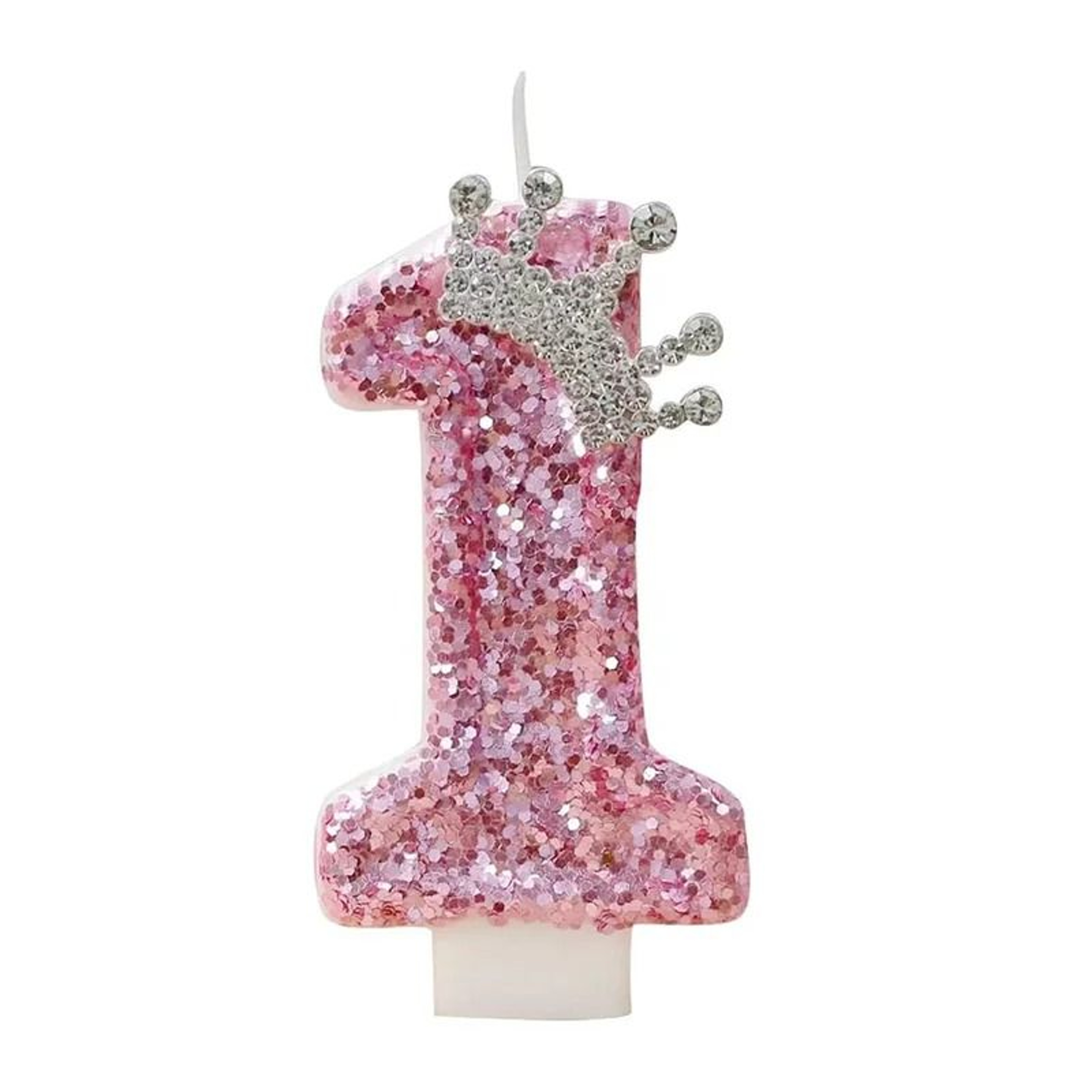 Pink Crown Numeral Birthday Candle Creative Princess Party Cake Topper Decoration 8
