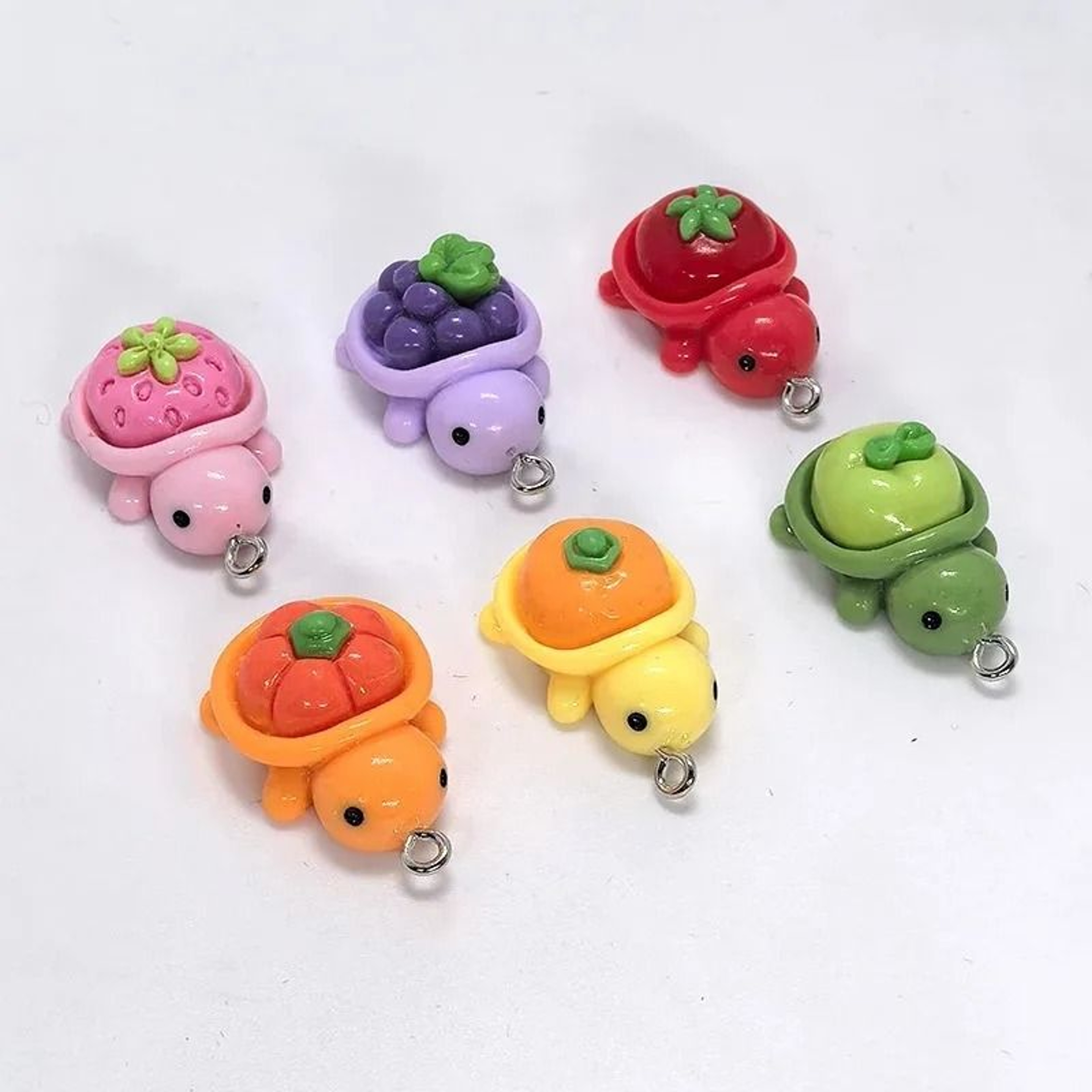 10Pcs Kawaii Fruit Turtle Charms 3D Resin Grape  Strawberry Pendants 0