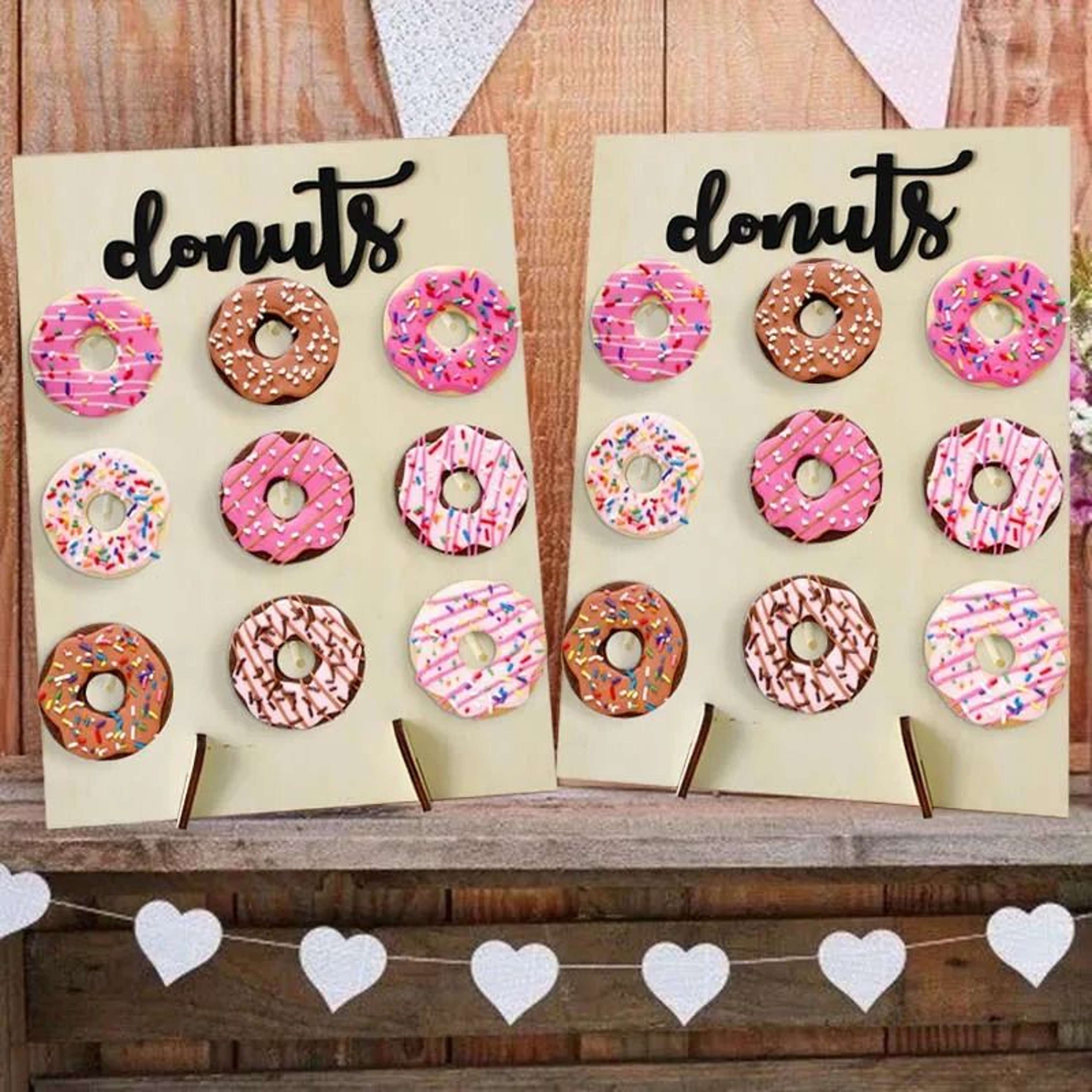 Wooden Donut Stand Table Display Holder For Weddings  Baby Showers 0